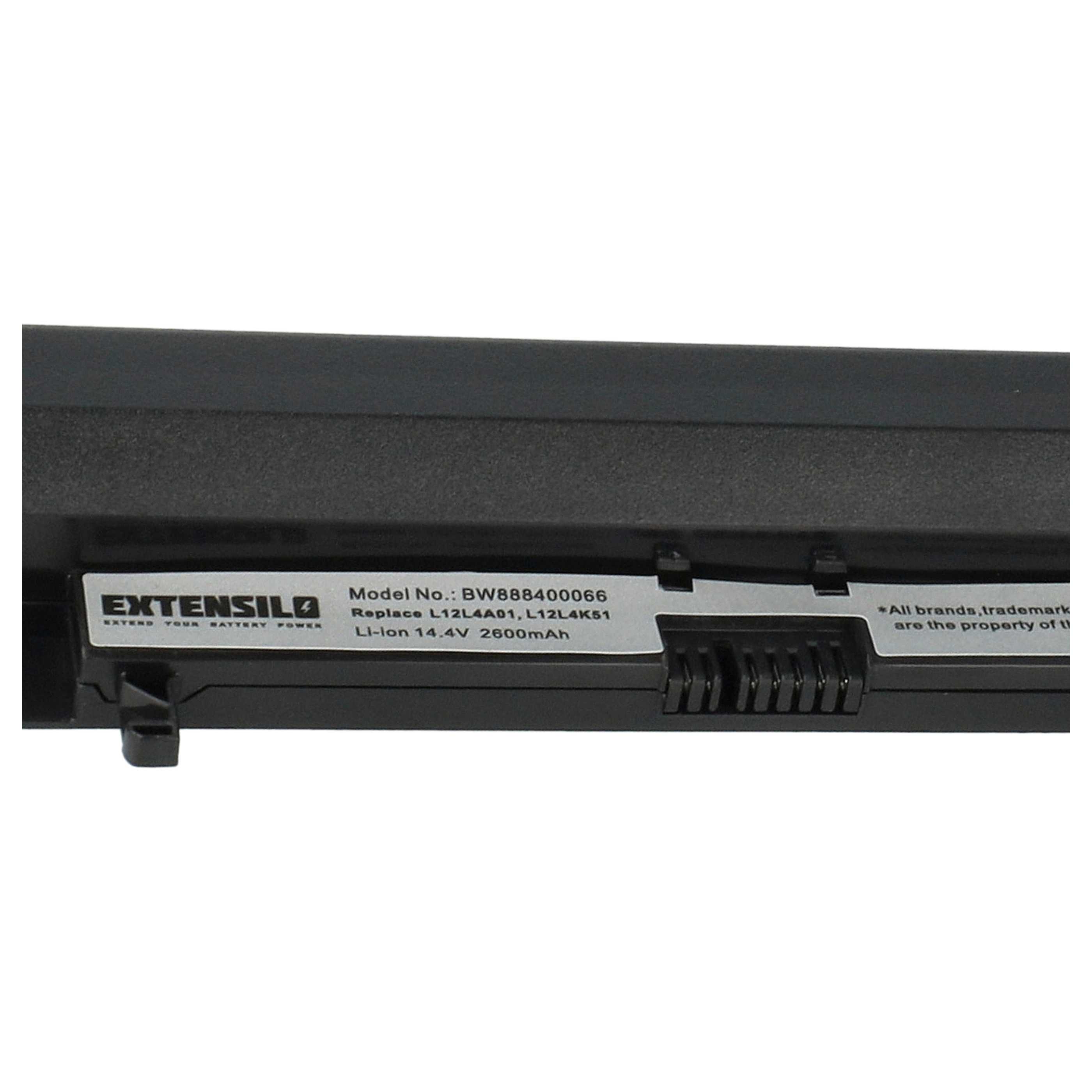 Notebook-Akku als Ersatz für Lenovo L12M4A01, L12L4K51, 888015452, 888015451 - 2200mAh 14,4V Li-Ion, schwarz