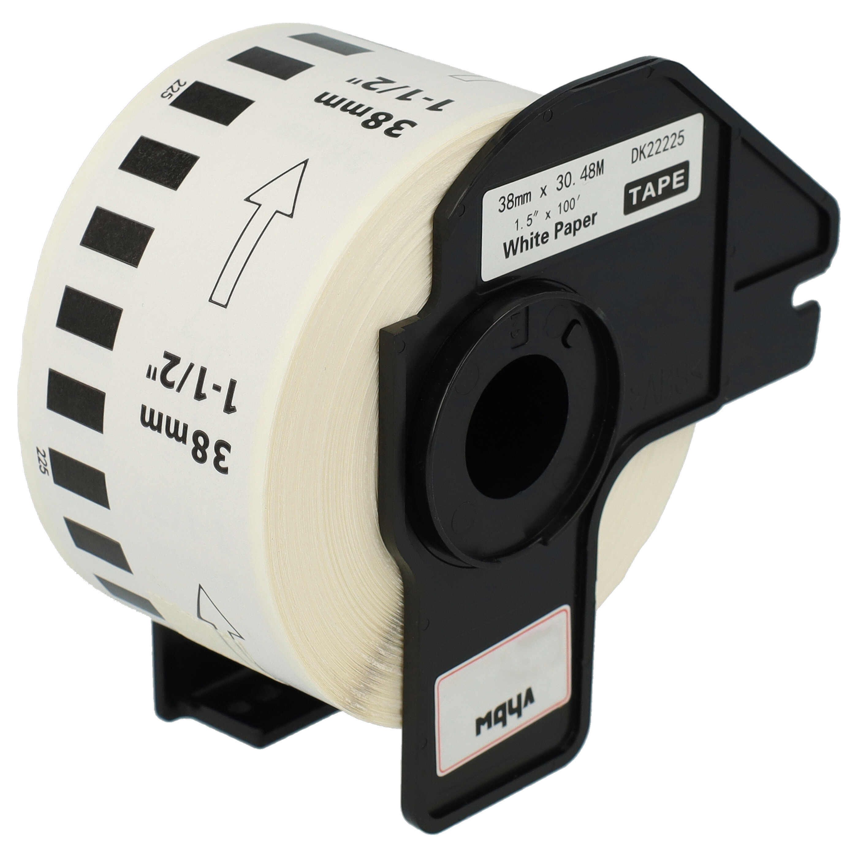 3x Label Roll replaces Brother DK-22225 Labeller - 38 mm x 30.48 m + Holder