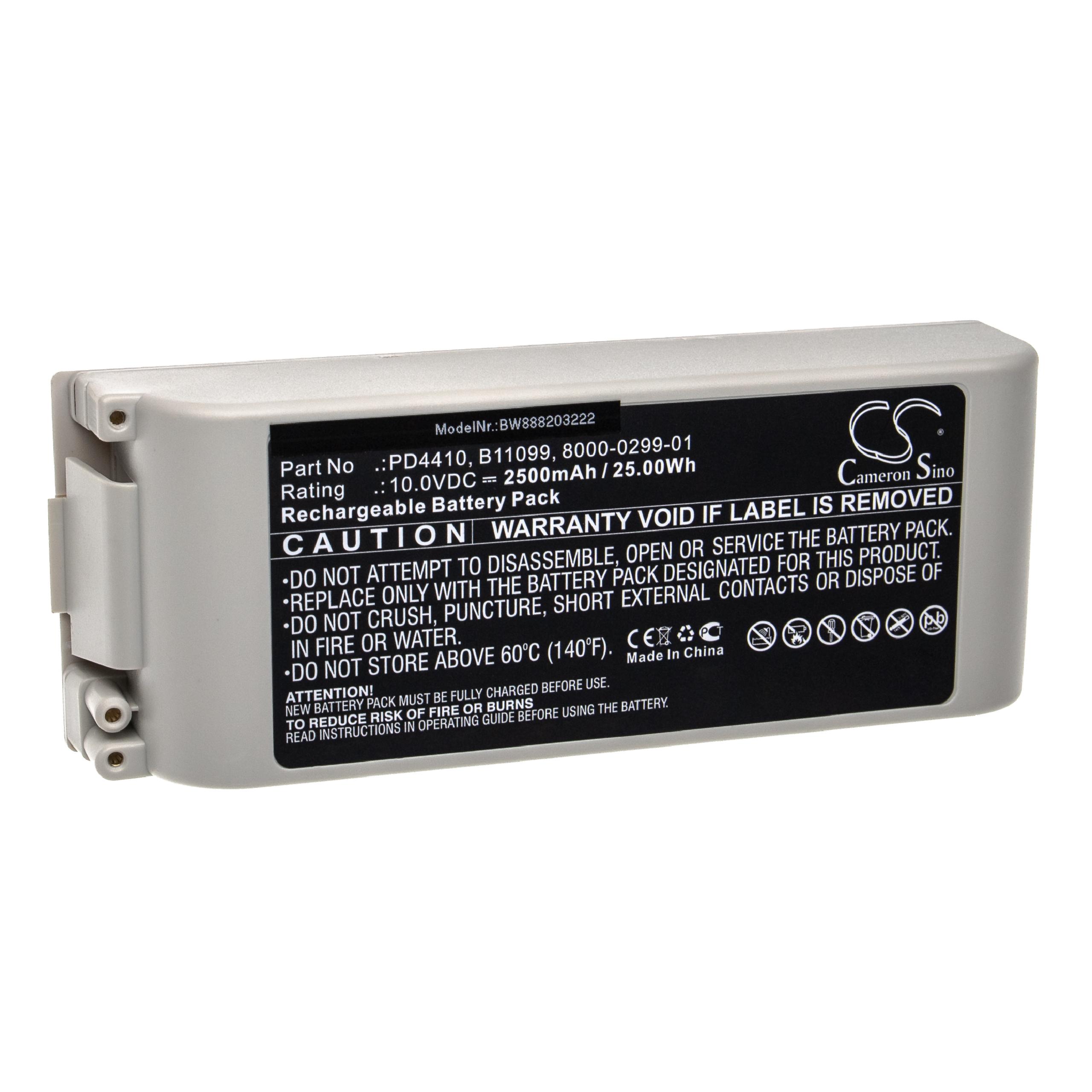 Batterie remplace ZOLL 8000-0299-01, B11099, 8000-0299-10, 110087 pour appareil médical - 2500mAh 10V AGM