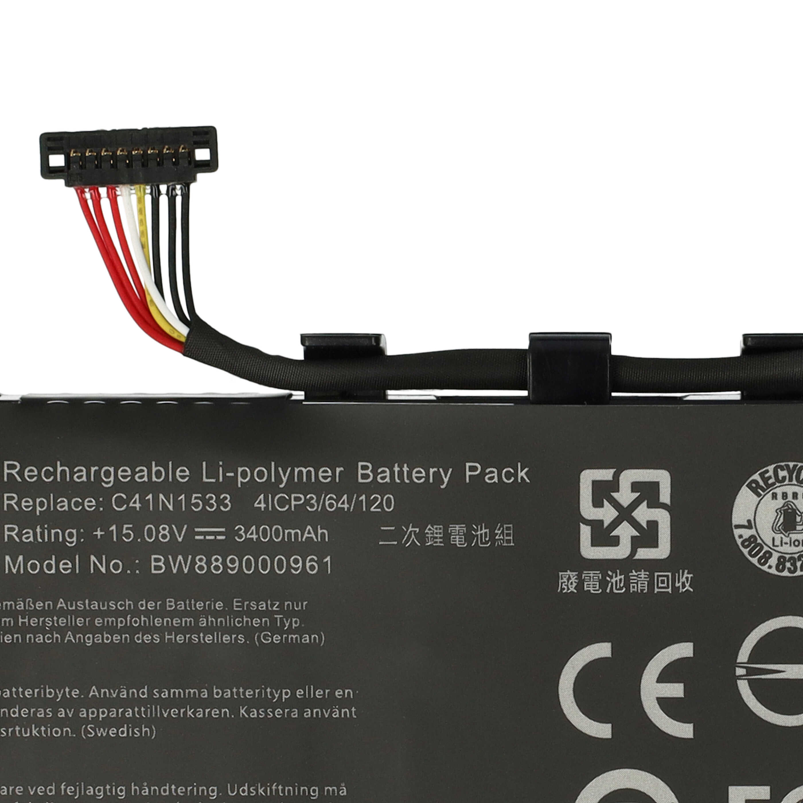 Akumulator do laptopa zamiennik Asus C41N1533 (4ICP3/82/120), 0B200-02010200 - 3400 mAh 15,08 V LiPo