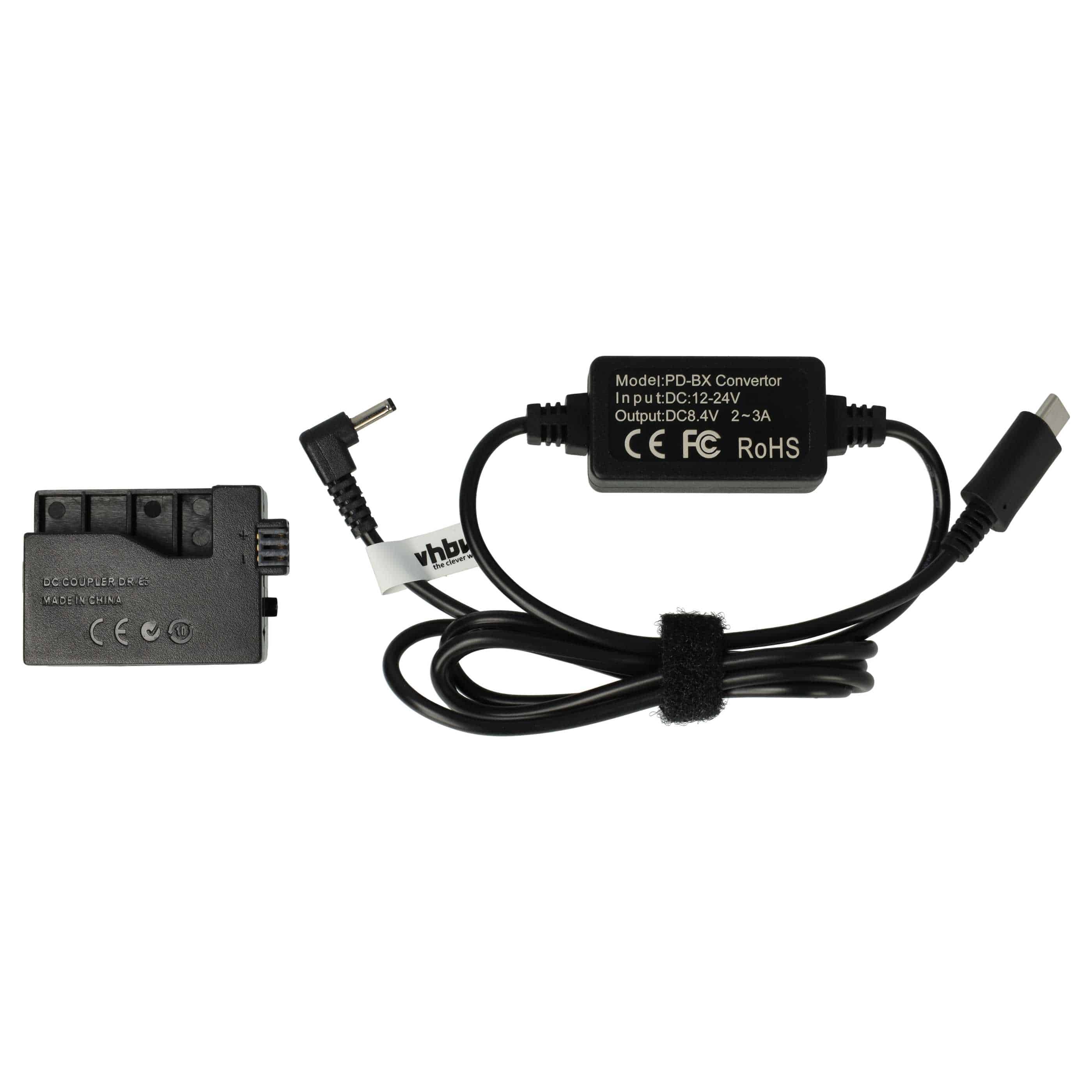 USB Power Supply replaces ACK-E5 for Camera + DC Coupler as Canon - 2 m