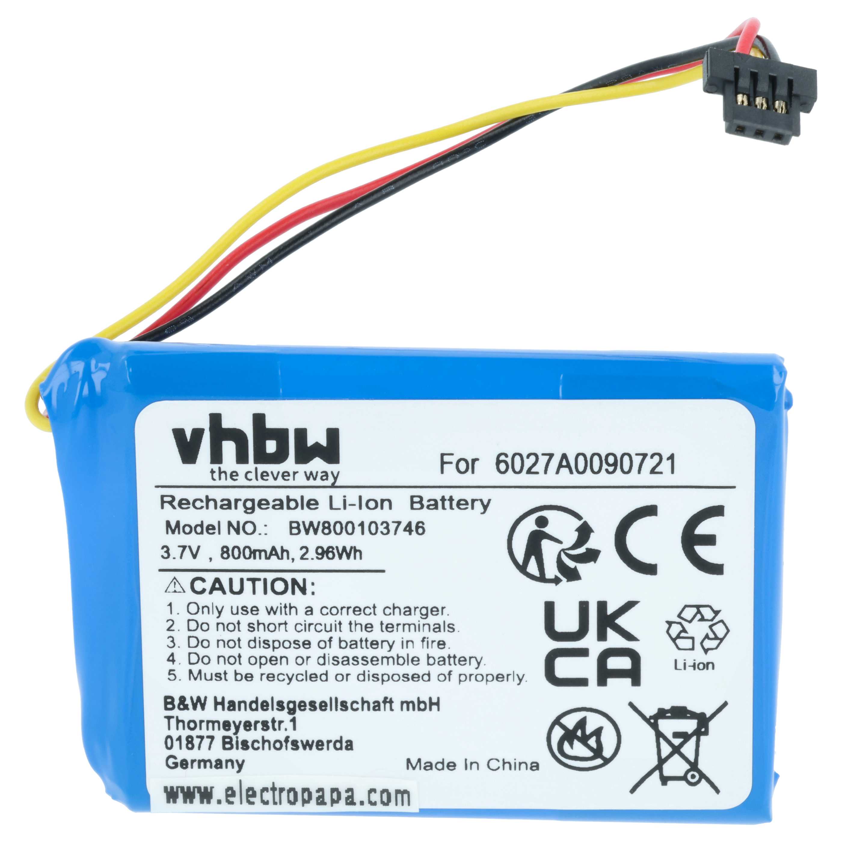 Akumulator do nawigacji GPS zamiennik TomTom 6027A0090721 - 800 mAh 3,7 V Li-Ion