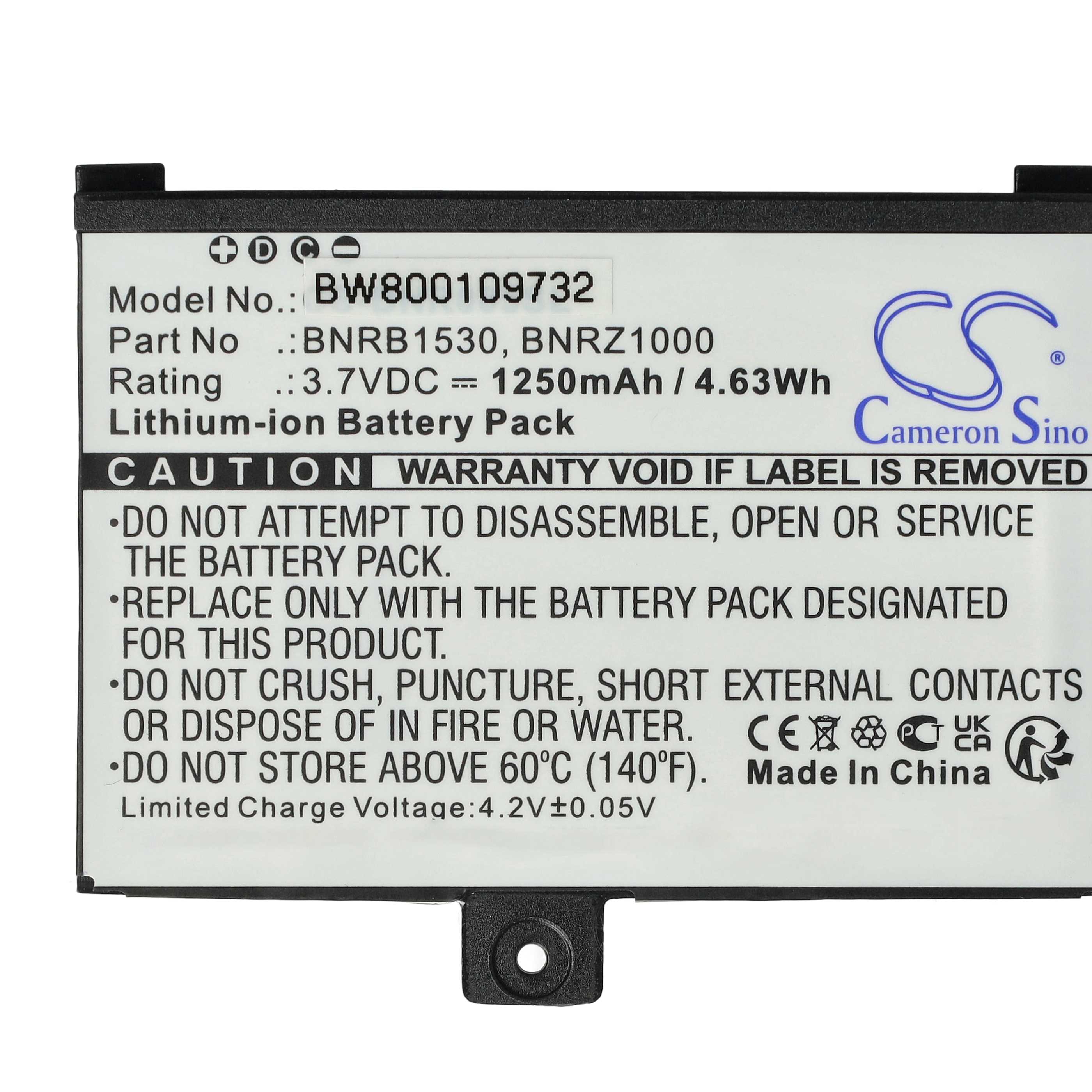 Batterie remplace Barnes & Noble 1ICP4/40/60 1S1P, 9875521 pour liseuse ebook - 1250mAh 3,7V Li-ion