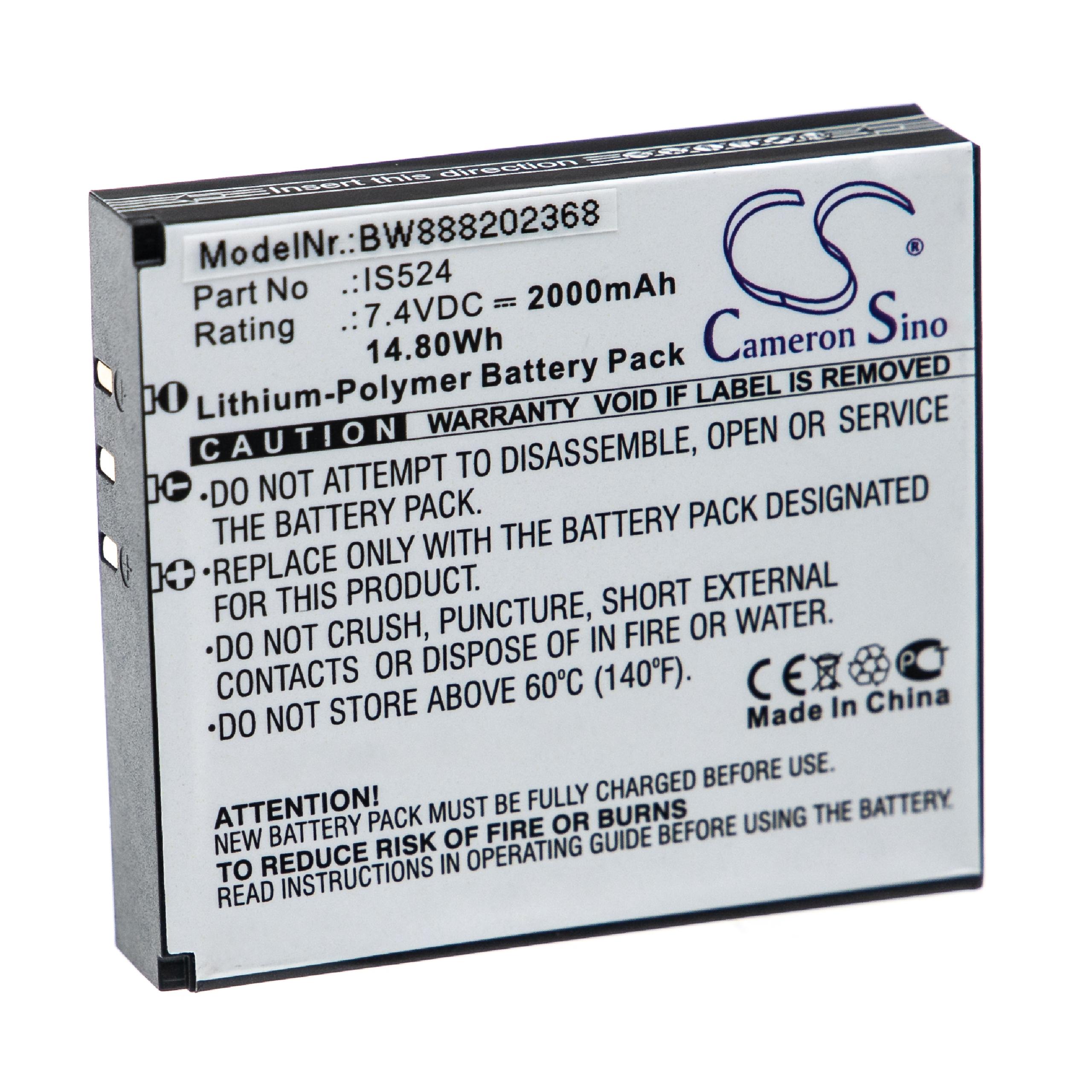 Batterie remplace Pax IS133, IS524 pour scanner de code-barre - 2000mAh 7,4V Li-polymère