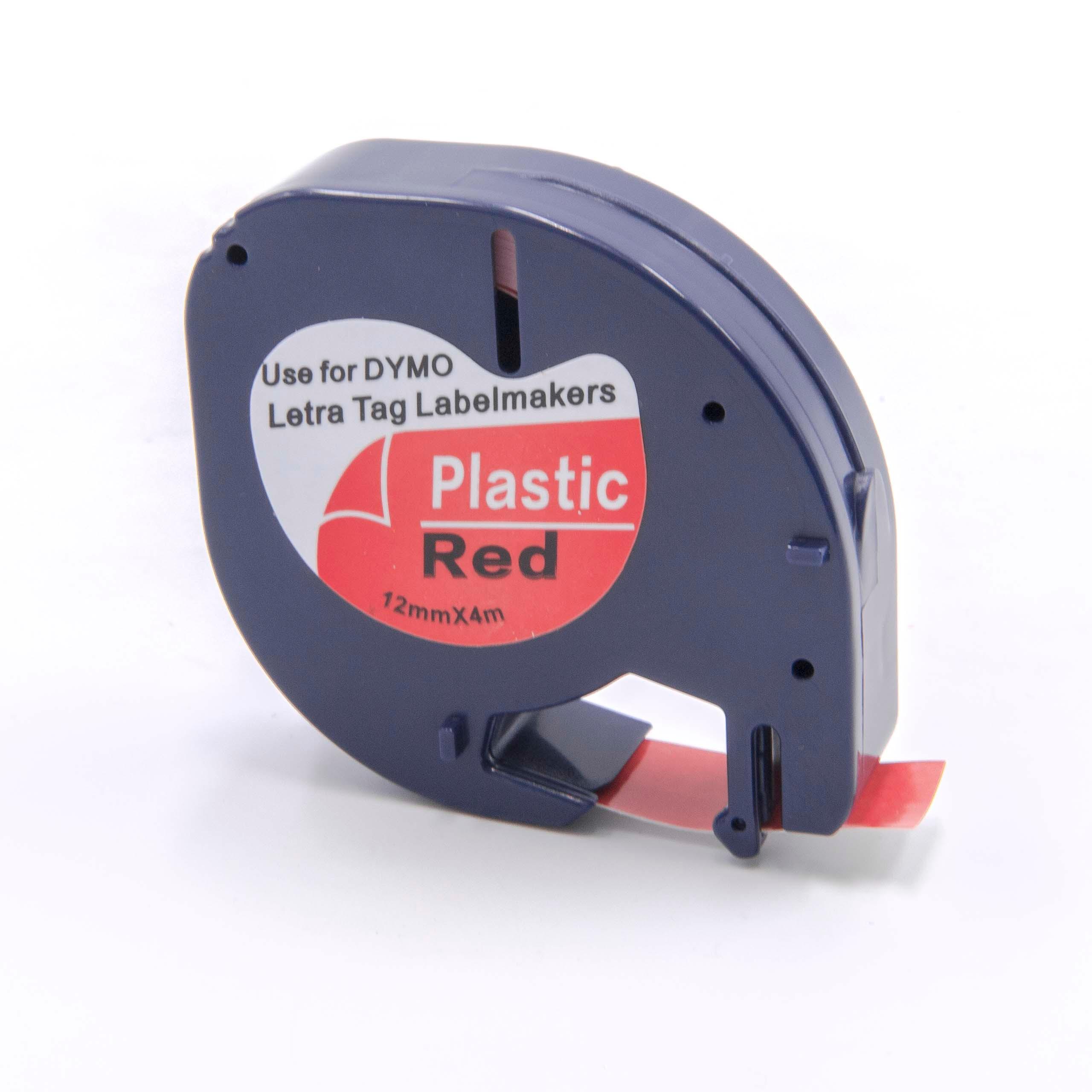 Cassette à ruban remplace Dymo 91203, S0721630 - 12mm lettrage Noir ruban Rouge