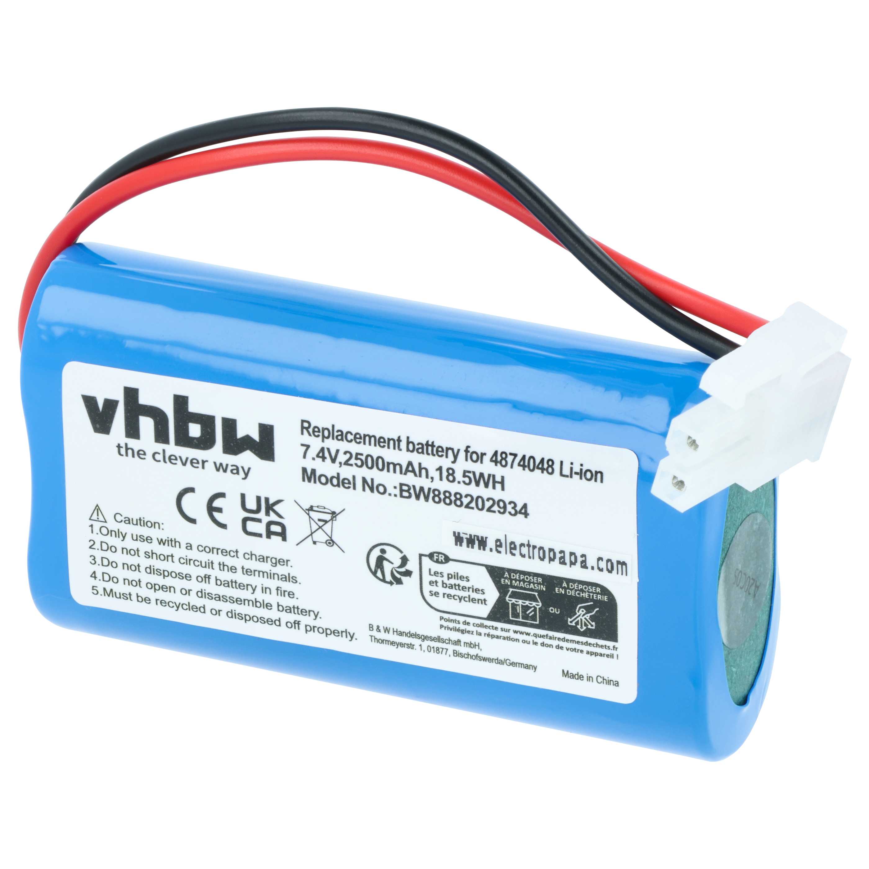 Battery replaces Severin Chill 4874048 for Severin Chill 2500mAh, 7.4V, Li-Ion