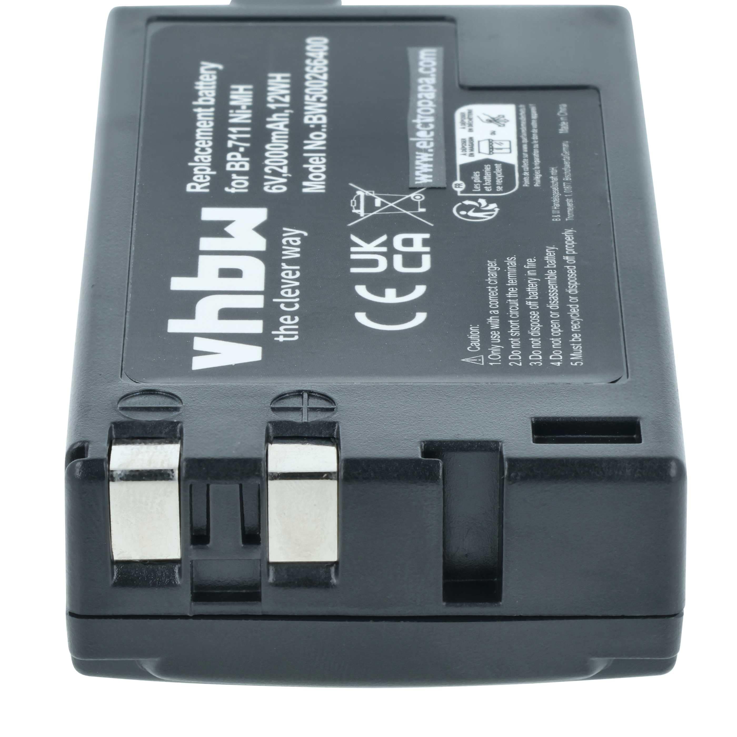 Videocamera Battery replaces Canon BP-818, BP-729, BP-726, BP-722D, BP-714, BP-711 - 2000 mAh 6 V NiMH