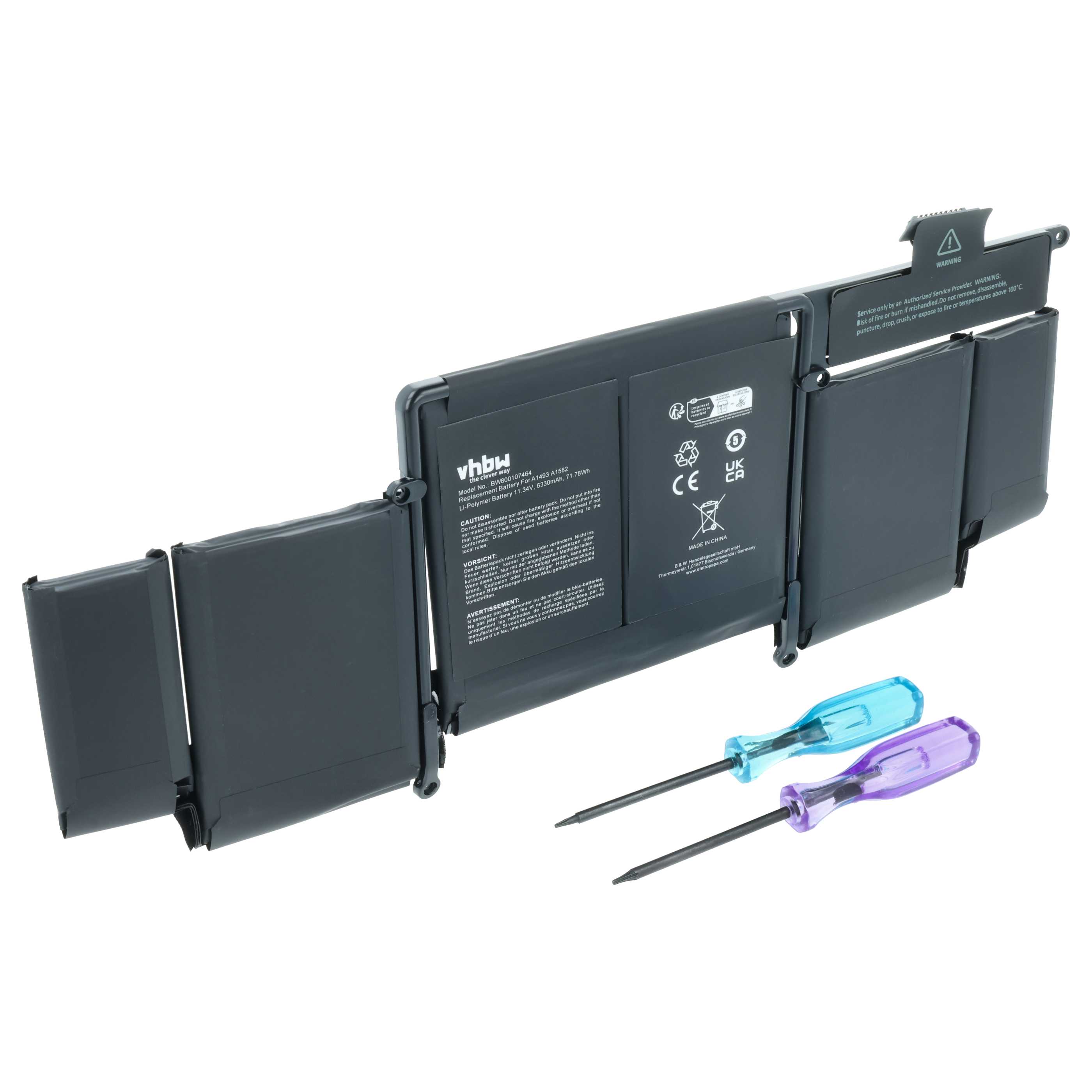 Batteria sostituisce Apple 020-8146, A1493, 020-8148 per notebook - 6330mAh 11,34V Li-Poly nero