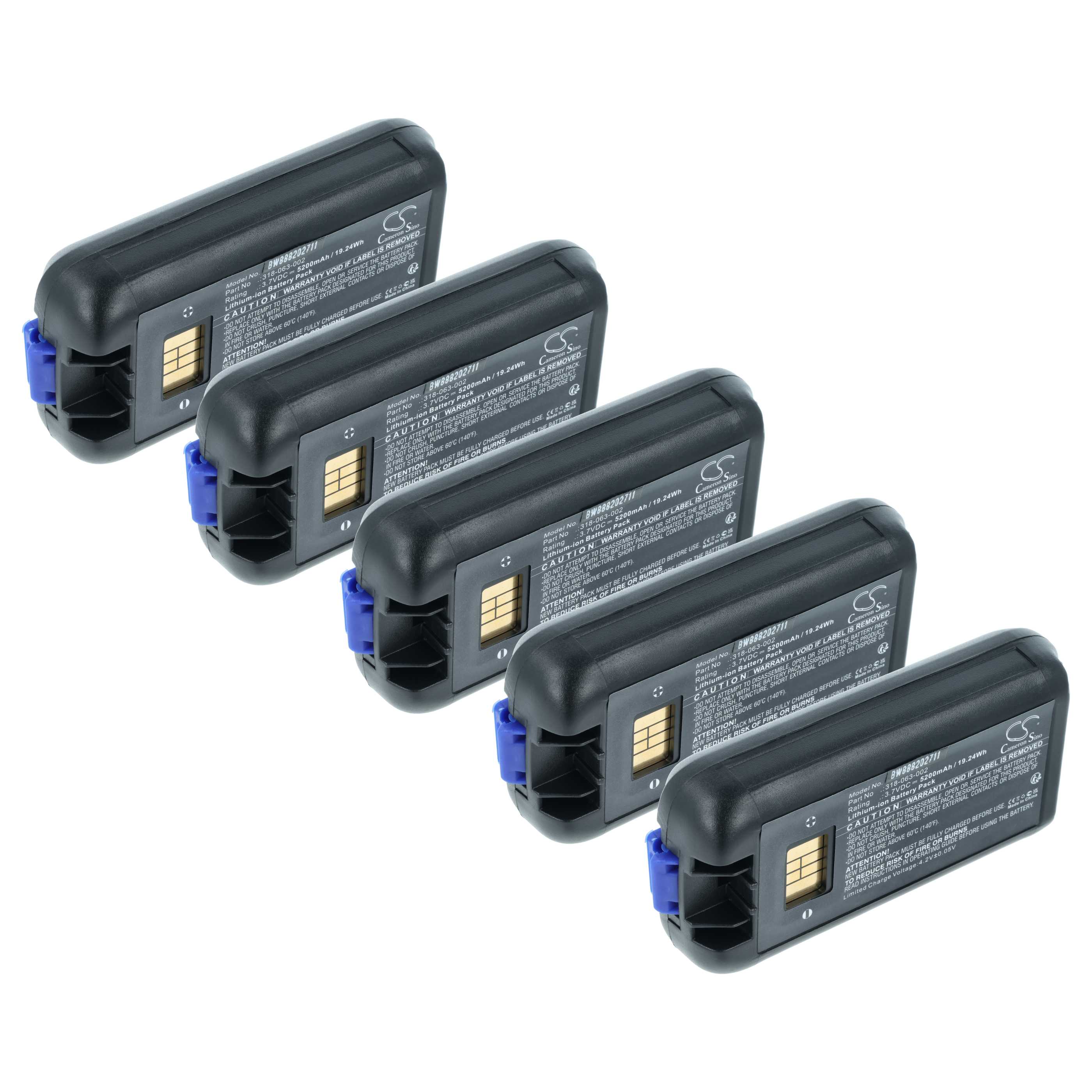 Handheld Computer 5x Battery replaces Honeywell 318-034-001, 318-034-013, 318-034-003 - 5200mAh, 3.7V