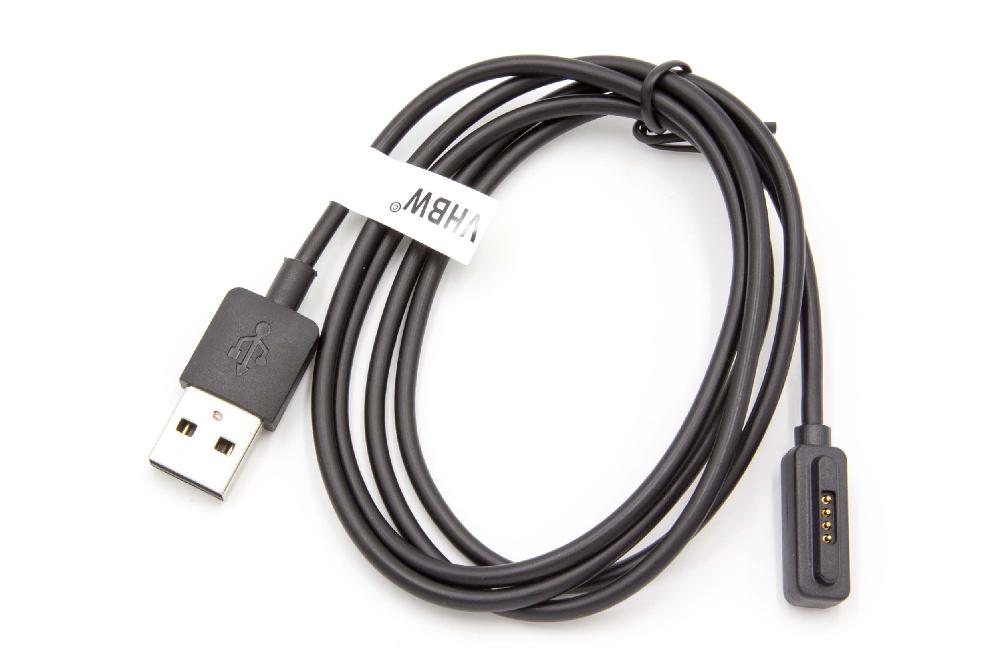 Cable de carga USB para smartwatch Asus ZenWatch 2, II - negro 100 cm