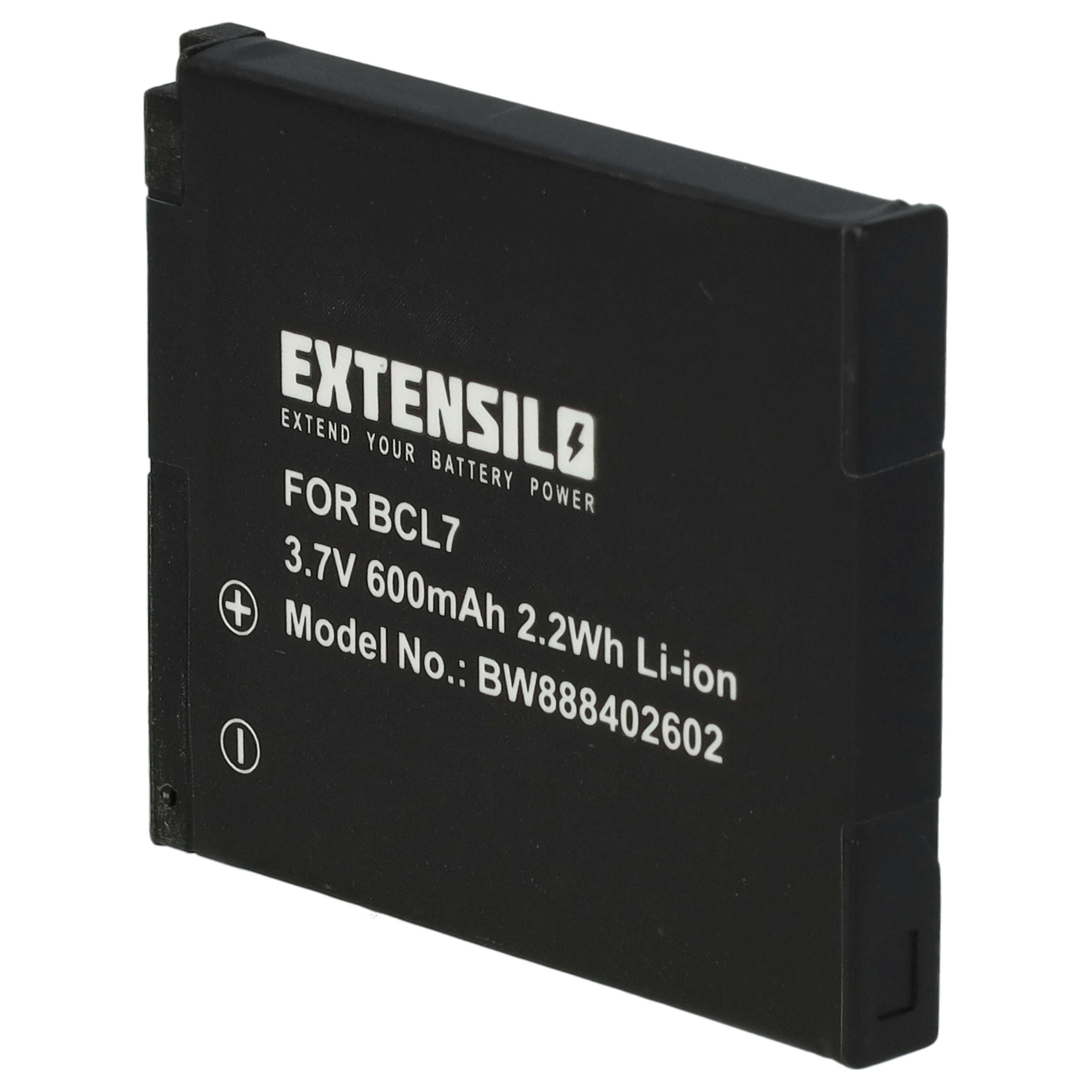 3x Battery replaces Panasonic DMW-BCL7, DMW-BCL7E - 600mAh, 3.7V, Li-Ion