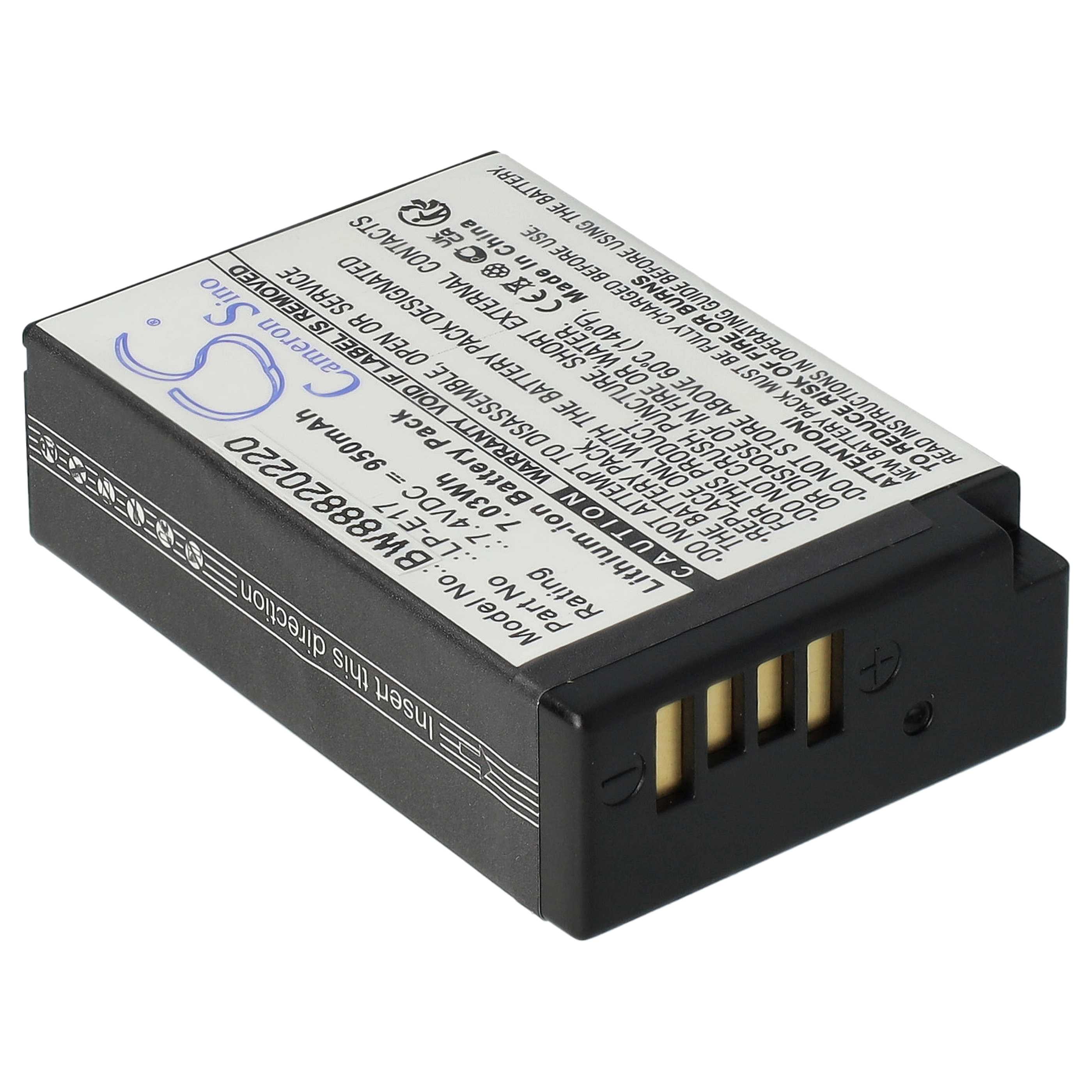 2x Battery replaces Canon LP-E17 - 950mAh, 7.2V, Li-Ion