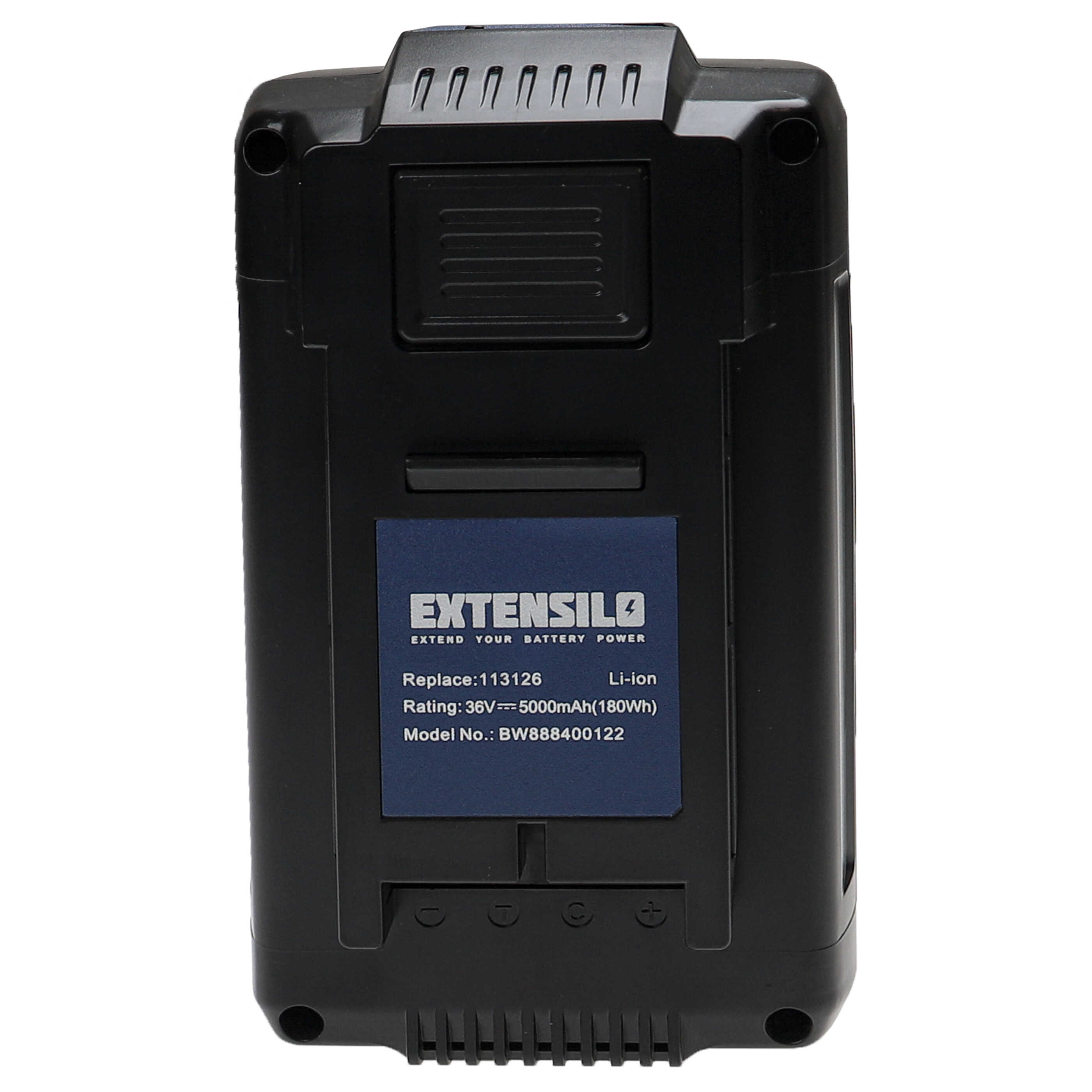 Lawnmower Battery Replacement for AL-KO 113280, 9113280, B150, 113124, 113126 - 5000mAh 36V Li-Ion, black