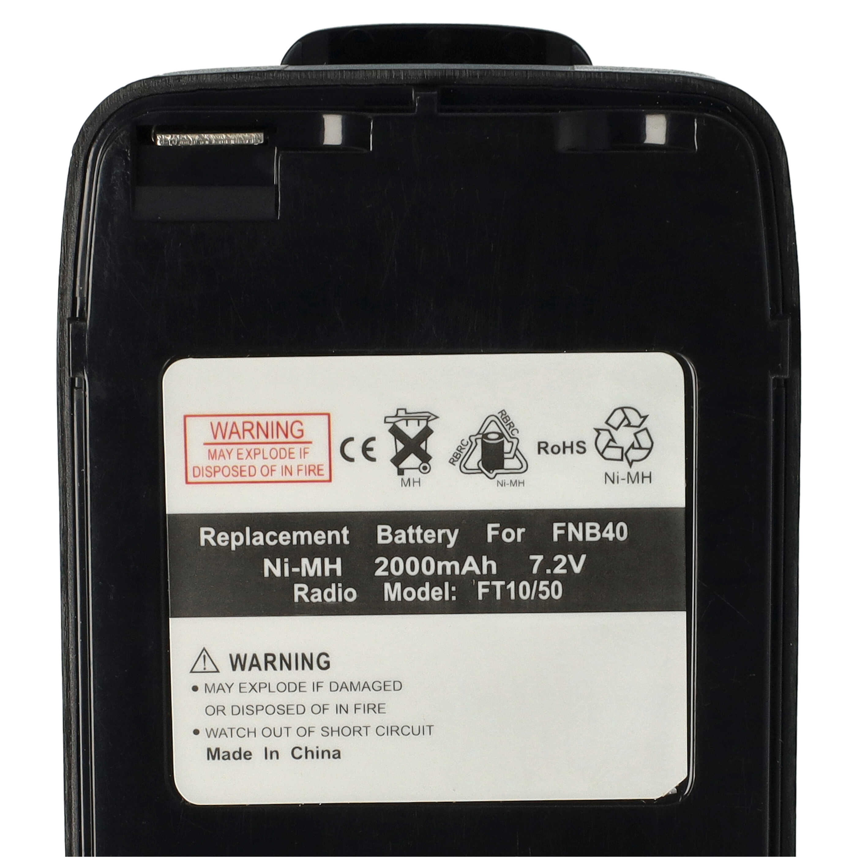 Radio Battery Replacement for FNB-V47 - 2000mAh 7.2V NiMH + Belt Clip
