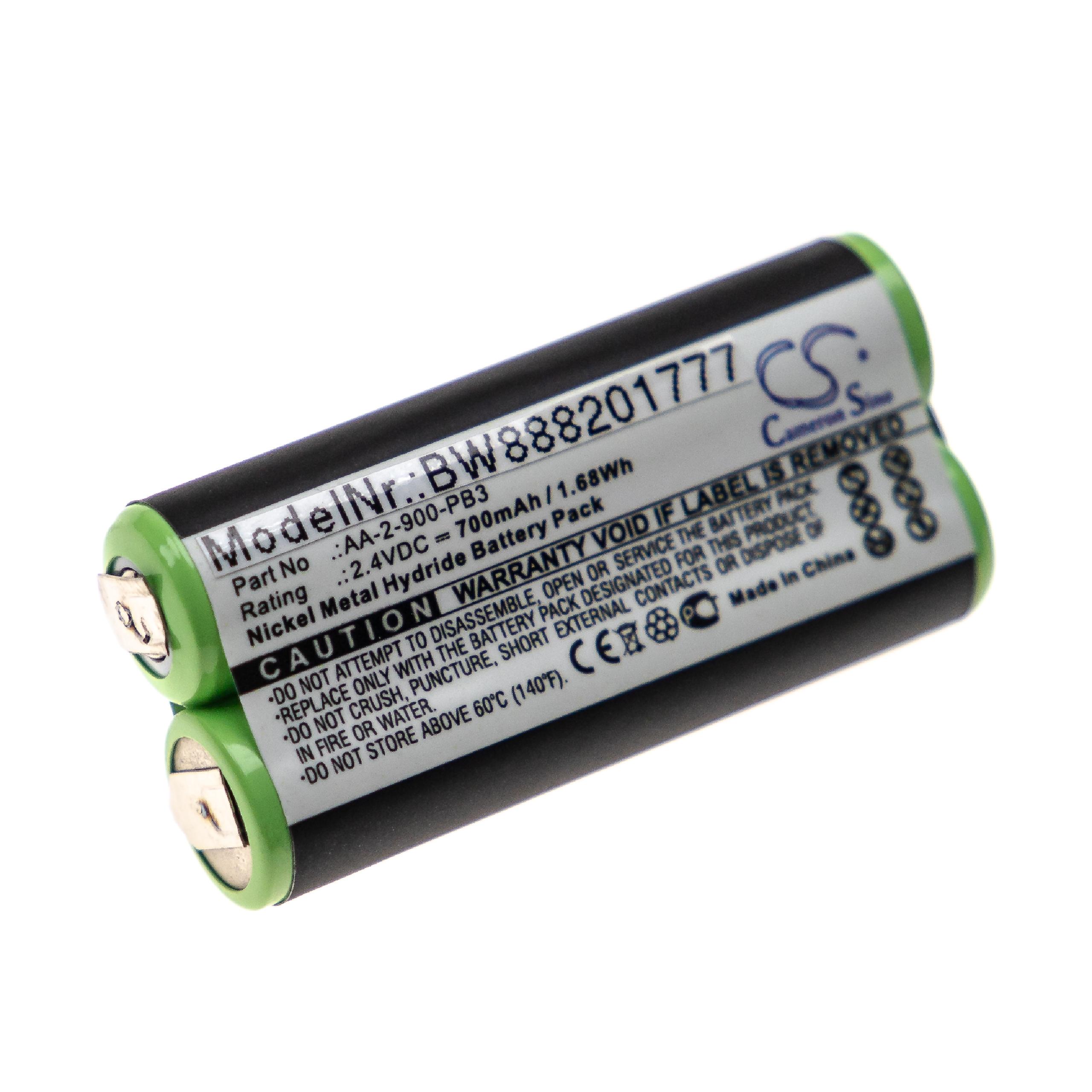 Batterie remplace Clarisonic AA-2-900-PB3 pour brosse nettoyante de visage - 700mAh 2,4V NiMH