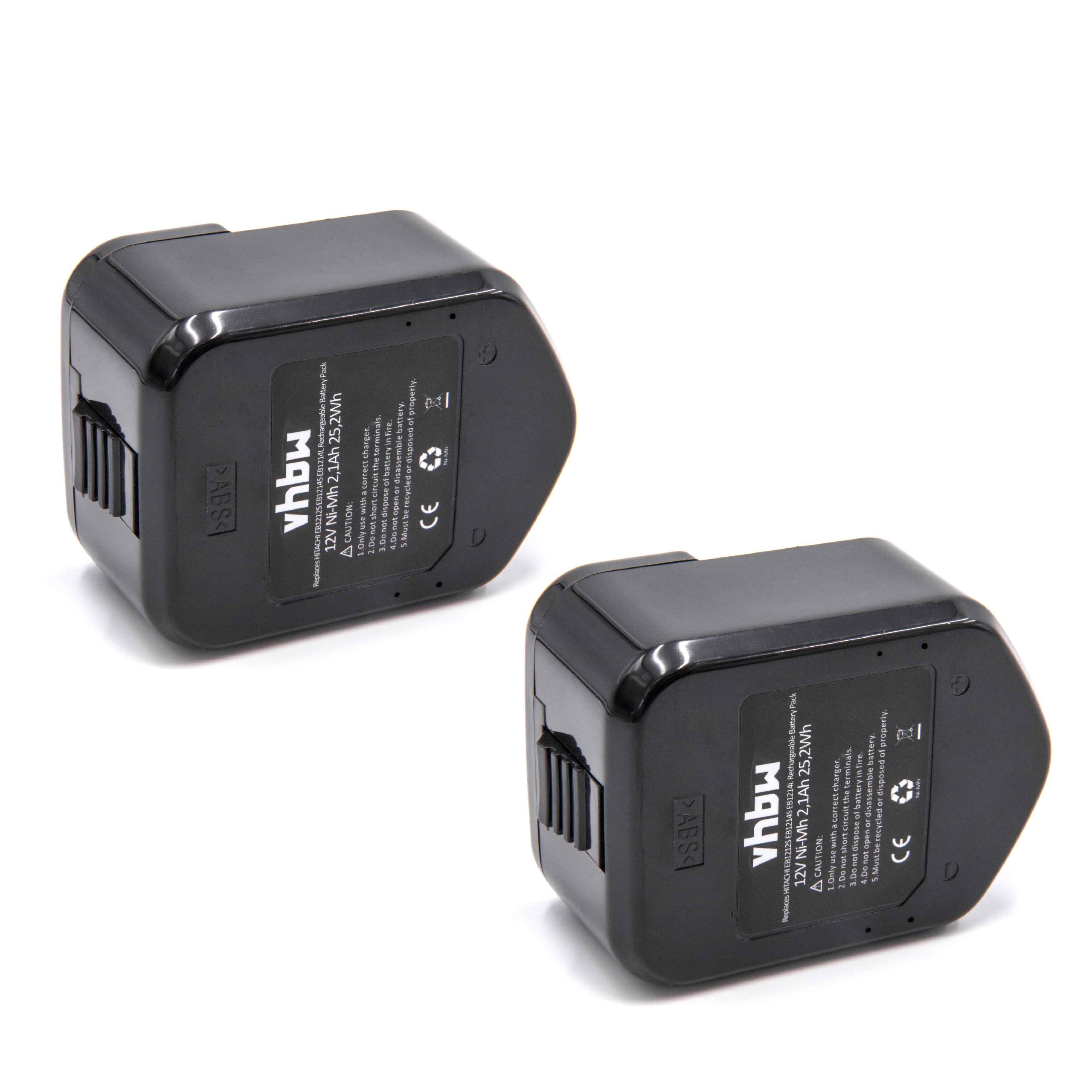 Batteries (2x pièces) remplace Hitachi 320388, 320387, 320386 pour outil électrique - 2100 mAh, 12 V, NiMH
