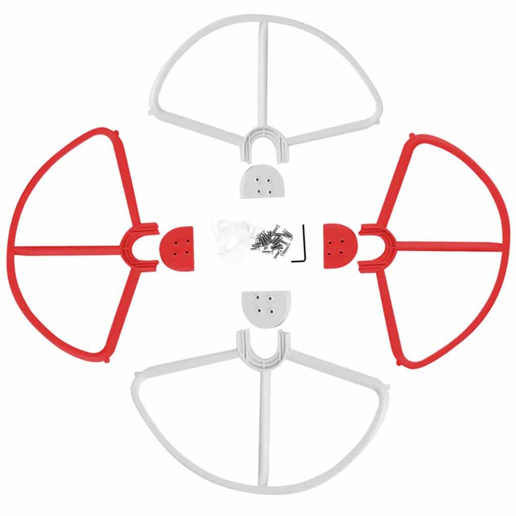 4x Propellerschutz passend für DJI Phantom 3 Advanced Drohne - Rotor-Schutz, weiß / rot