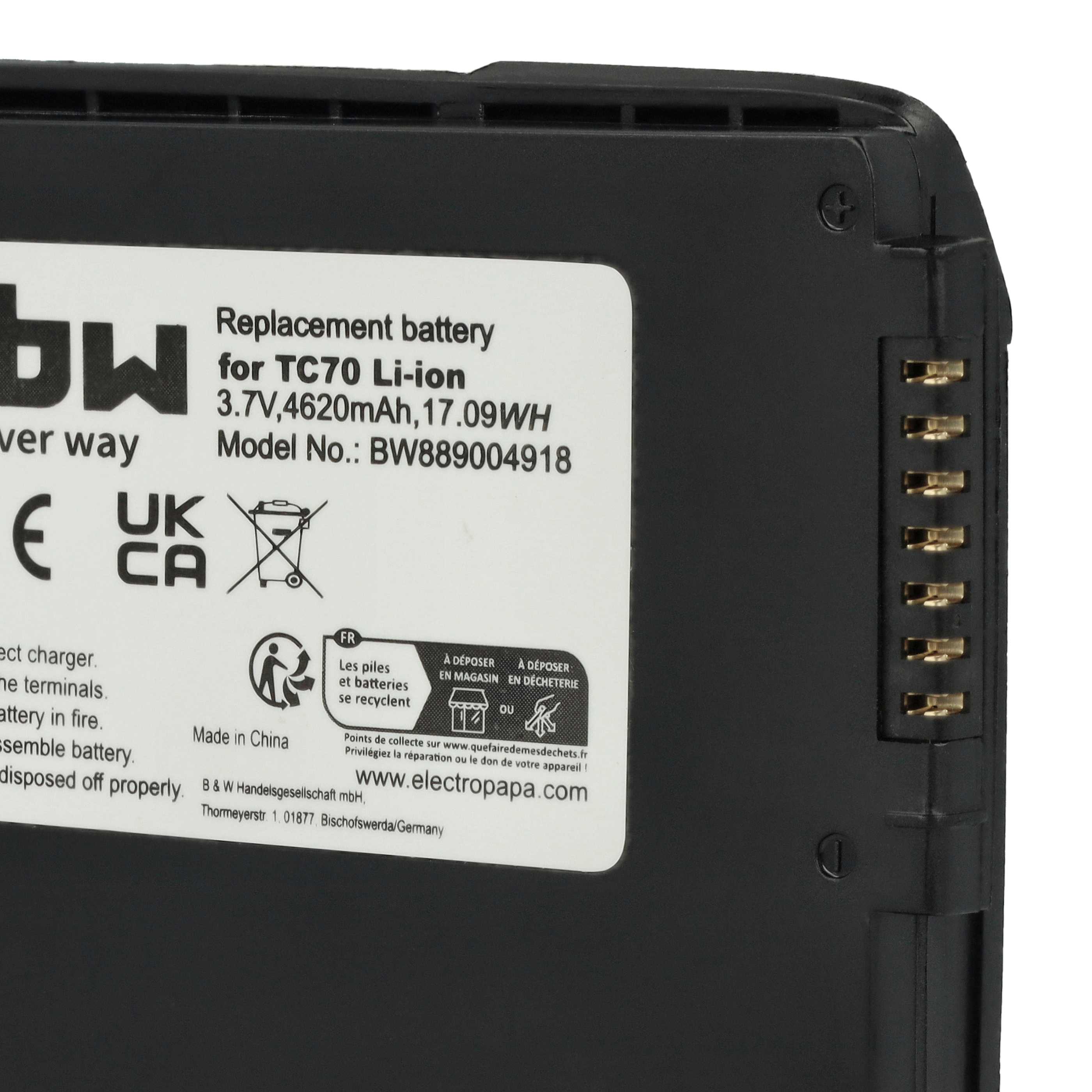 5x Batteries remplace Motorola 82-171249-02, 82-171249-01 pour scanner de code-barre Zebra - 4620mAh 3,7V