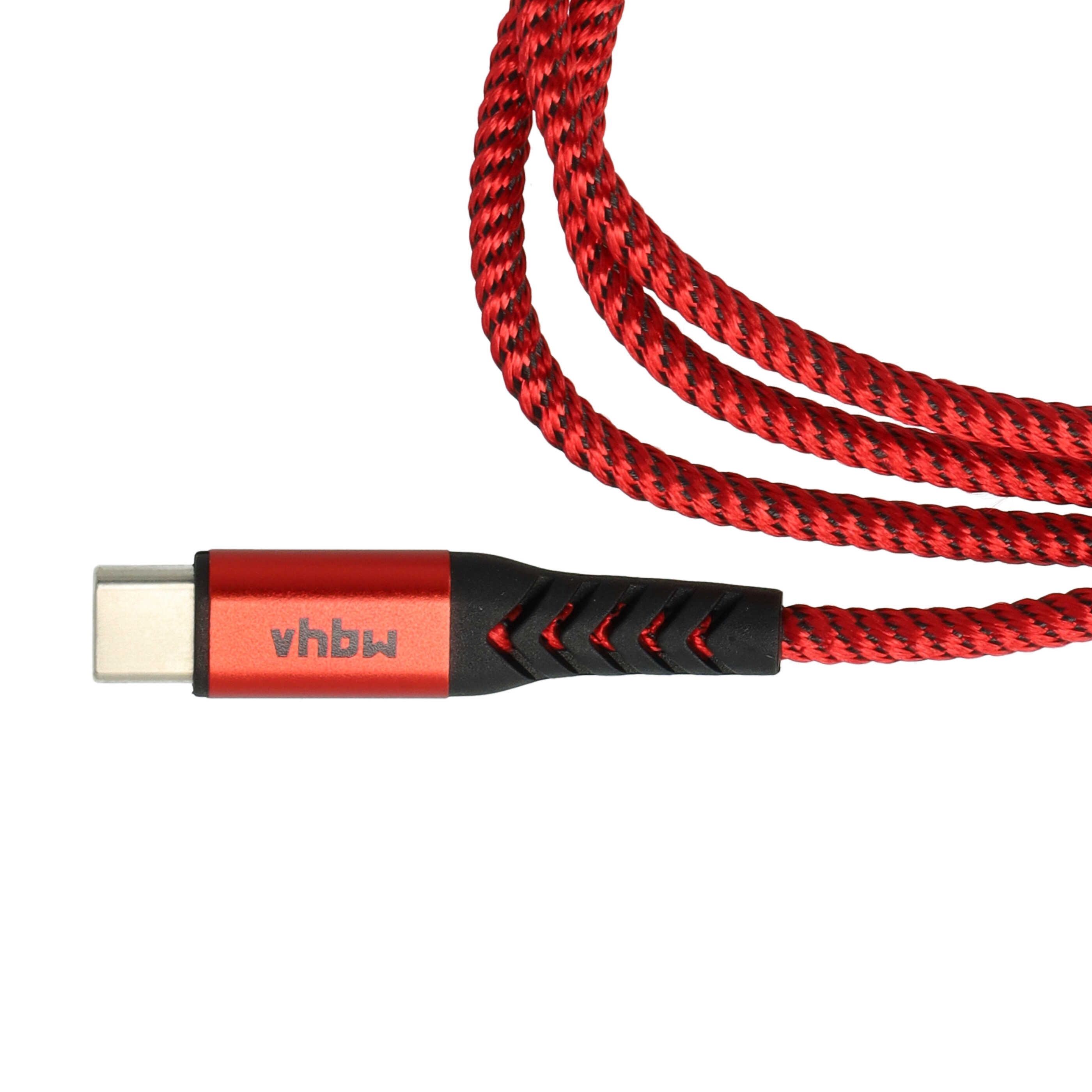 2x Lightning Kabel auf USB C, Thunderbolt 3 passend für Apple MacBook Apple iOS Geräte - Rot Schwarz, 100cm