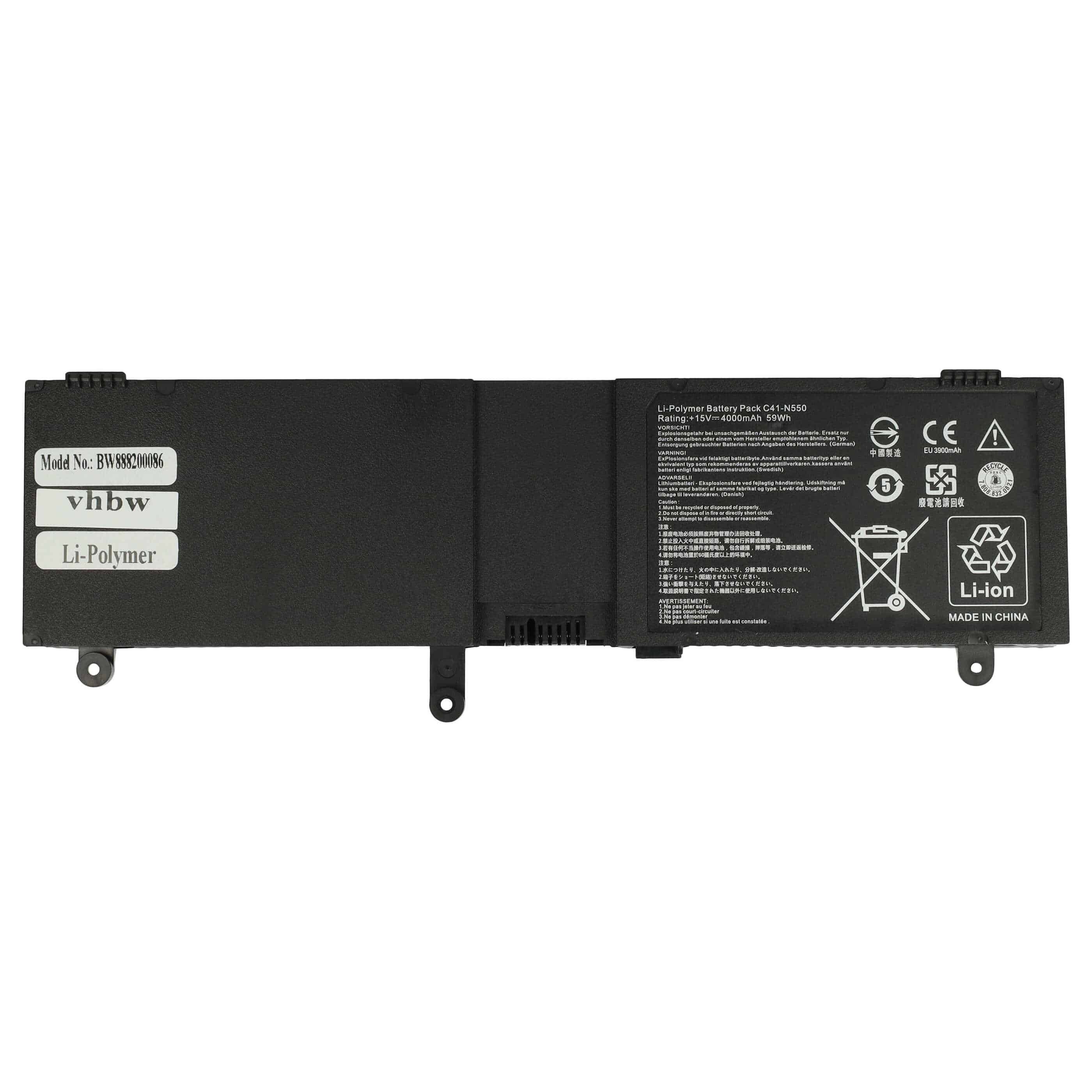 Akumulator do laptopa zamiennik Asus 0B200-00390000, C41-N550, 0B200-00390100 - 4000 mAh 15 V LiPo, czarny
