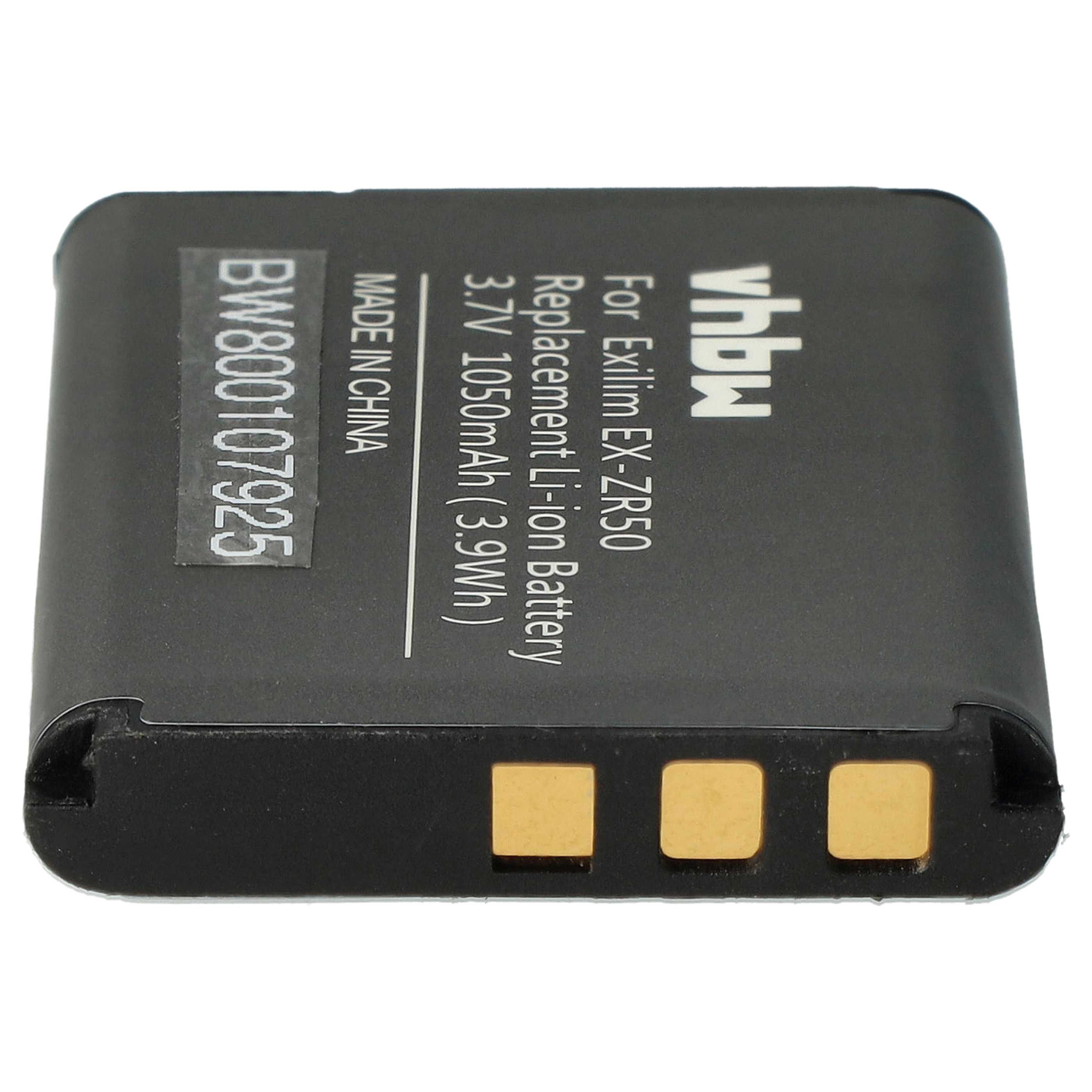 2x Battery replaces Casio NP-160 - 1050mAh, 3.7V, Li-Ion
