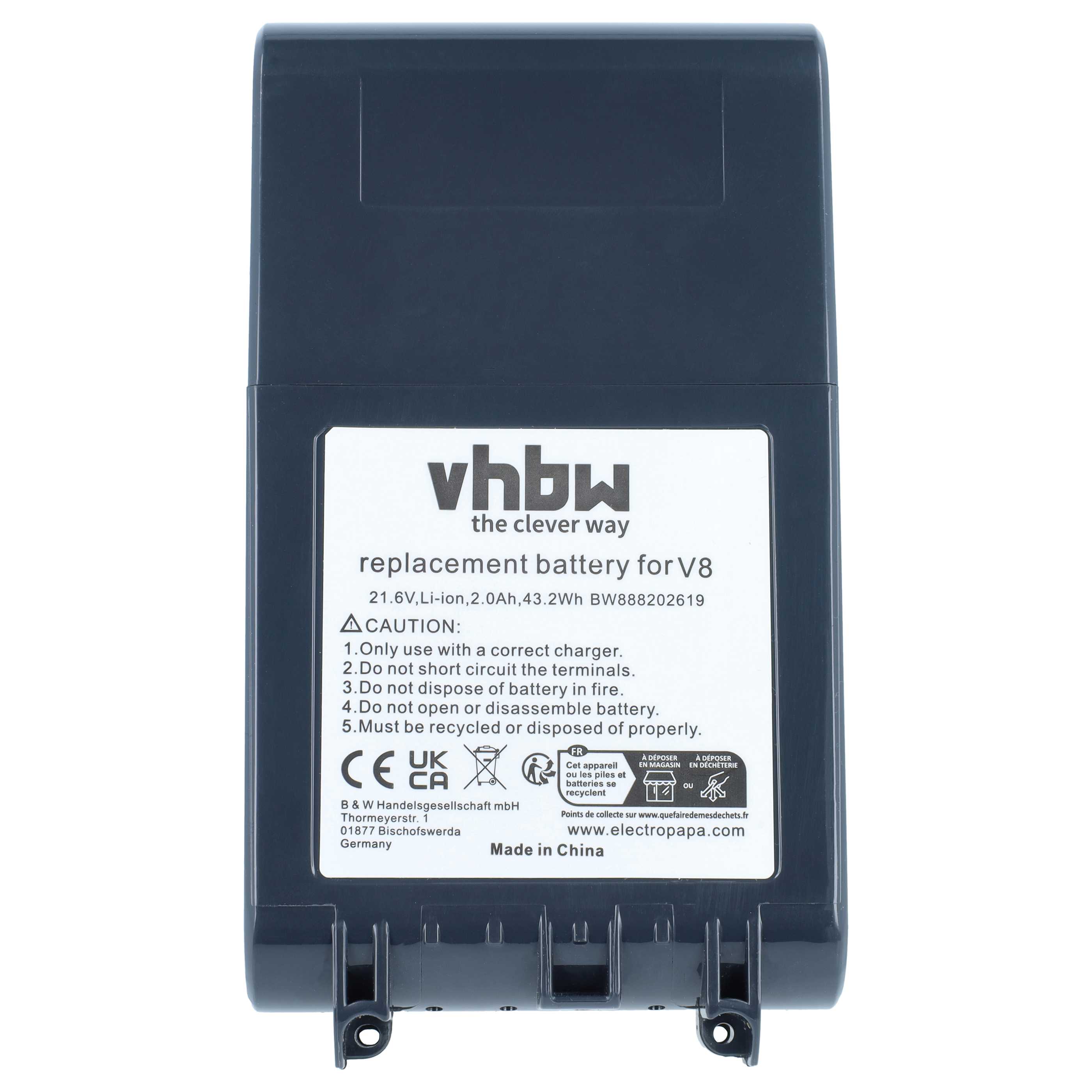 Batteria per aspirapolvere Dyson V8, SV10 - 2000mAh 21,6V Li-Ion