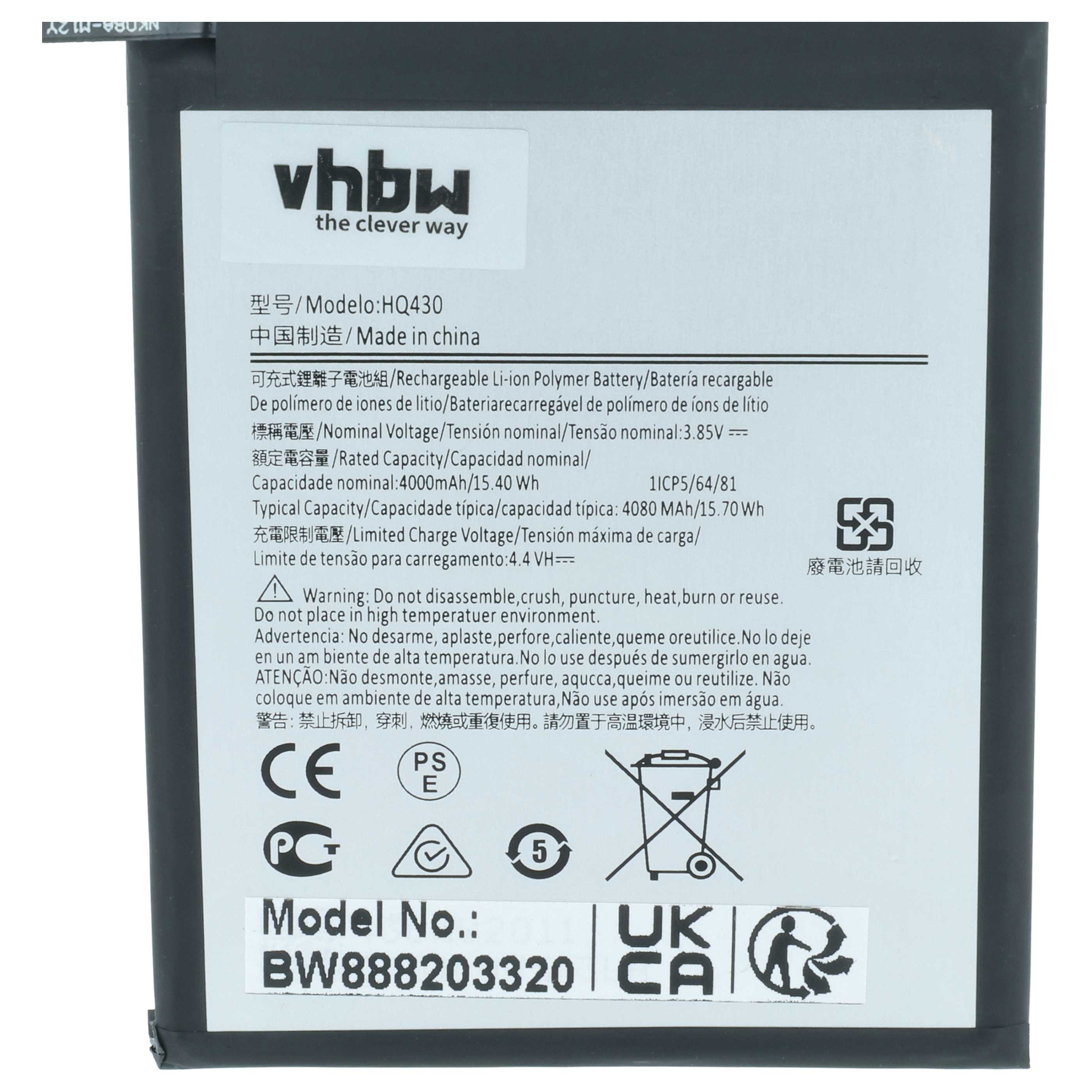 Akumulator do telefonu smartfona zamiennik Nokia HQ430 - 3900 mAh 3,85 V LiPo