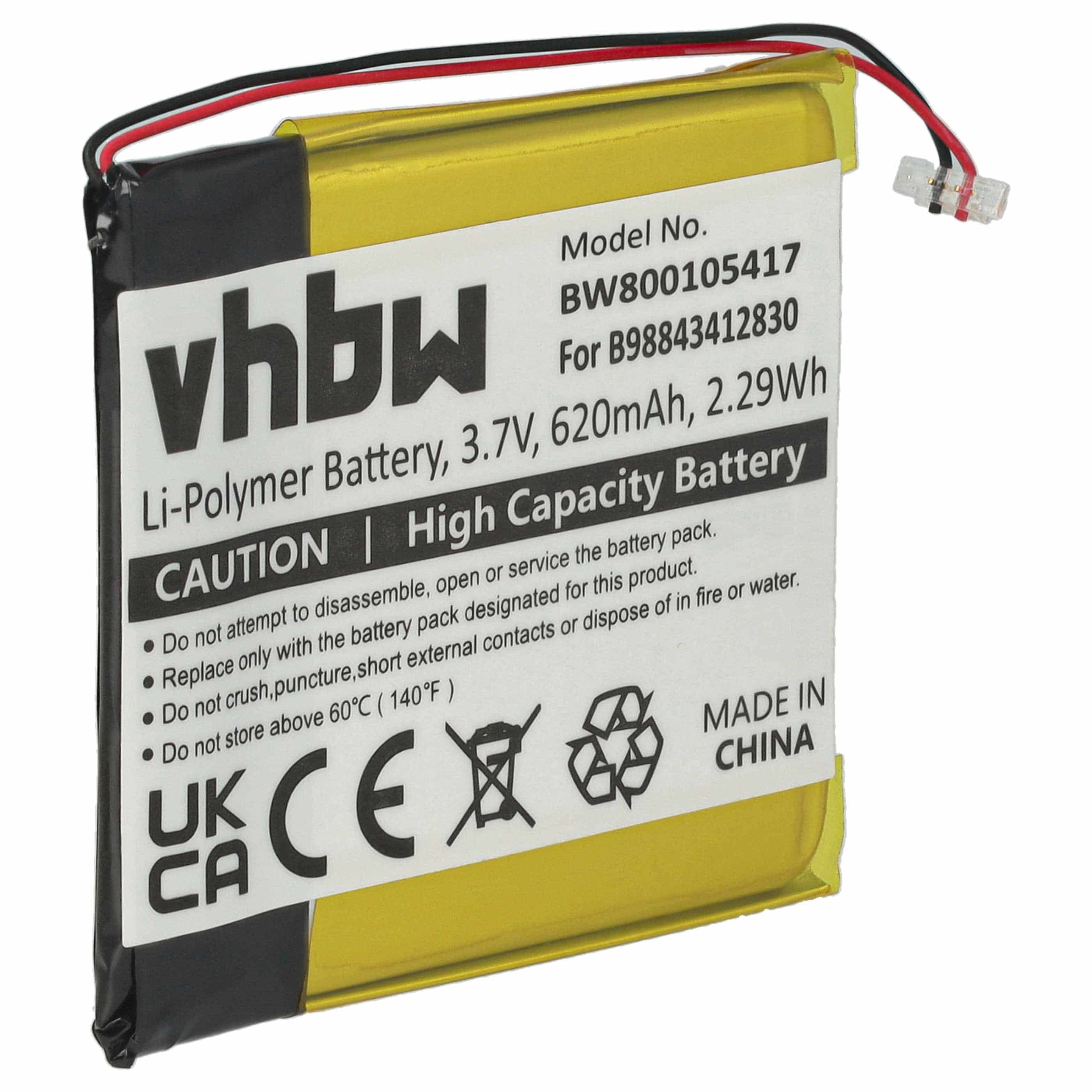 MP3-Player Battery replaces Samsung B98843412830 - 620 mAh 3.7 V Li-polymer