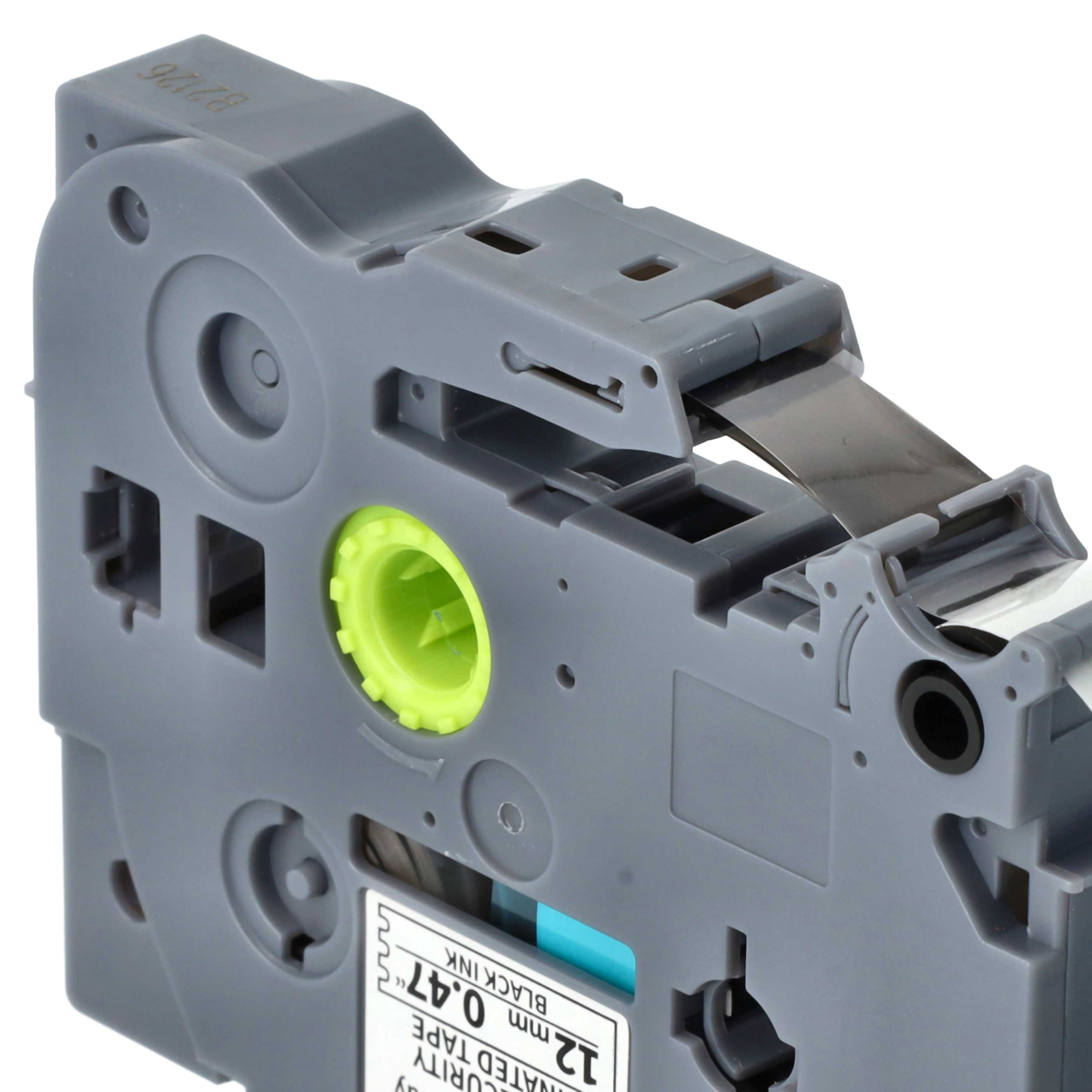 5x Label Tape replaces Brother TZE-SE3, TZ-SE3 - 12 mm Black to White