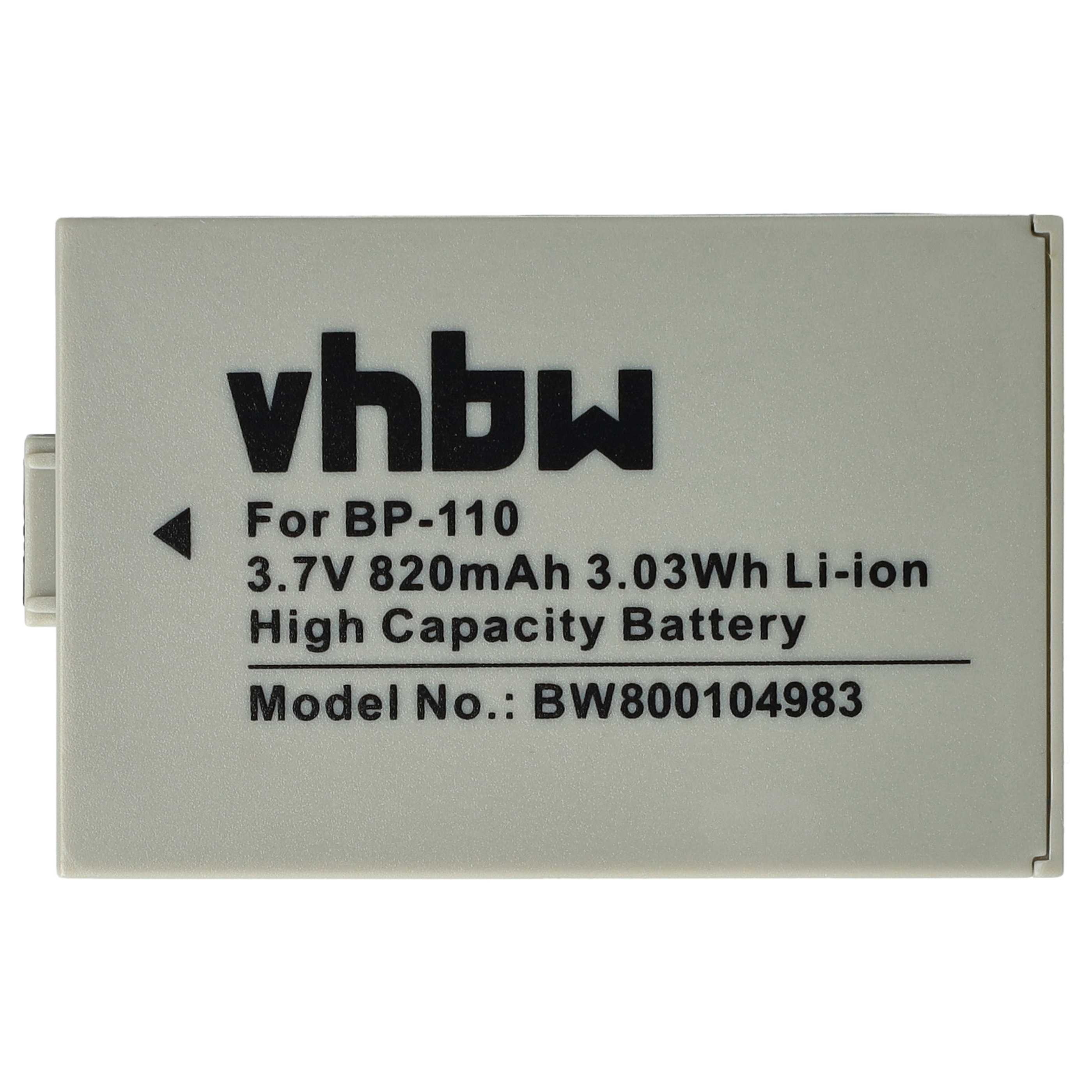 Videocamera Battery replaces Canon BP-110 - 800 mAh 3.7 V Li-Ion