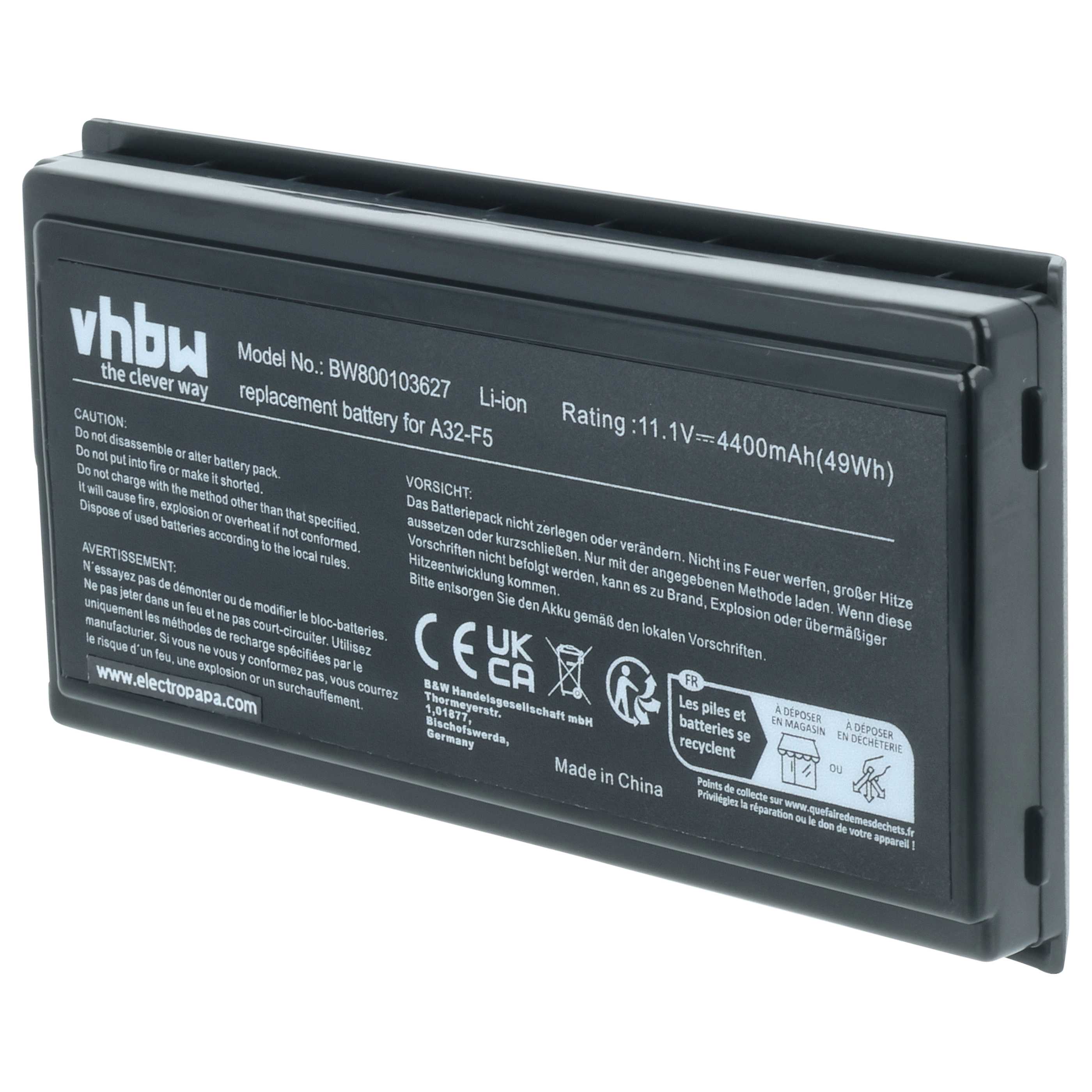 Batteria sostituisce Asus 70-NLF1B2000, 70-NLF1B2000Z, 70-NLF1B2000Y per notebook - 4400mAh 11,1V Li-Ion nero