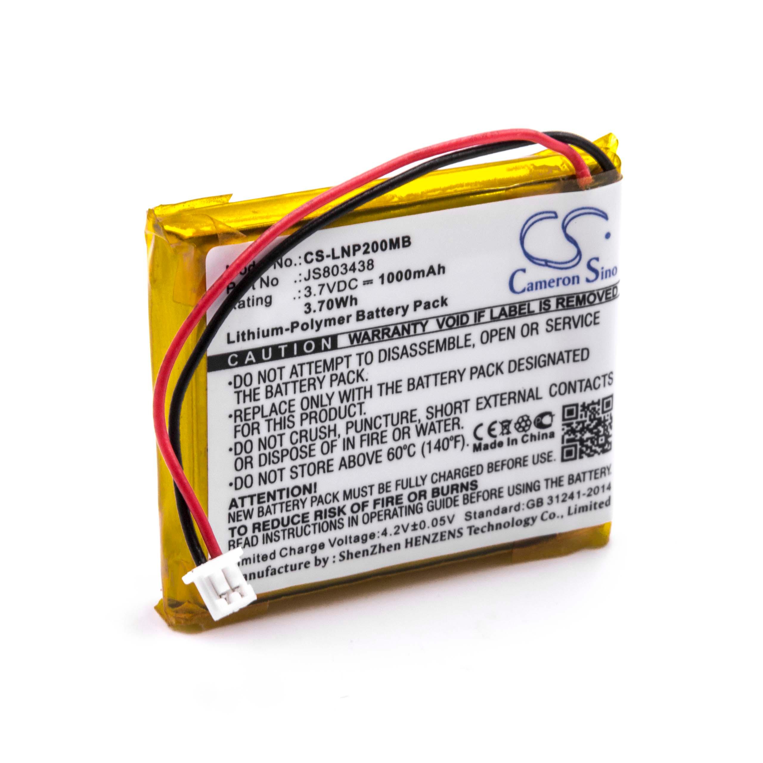Baby Monitor Battery Replacement for Luvion JS803438 - 1000mAh 3.7V Li-polymer
