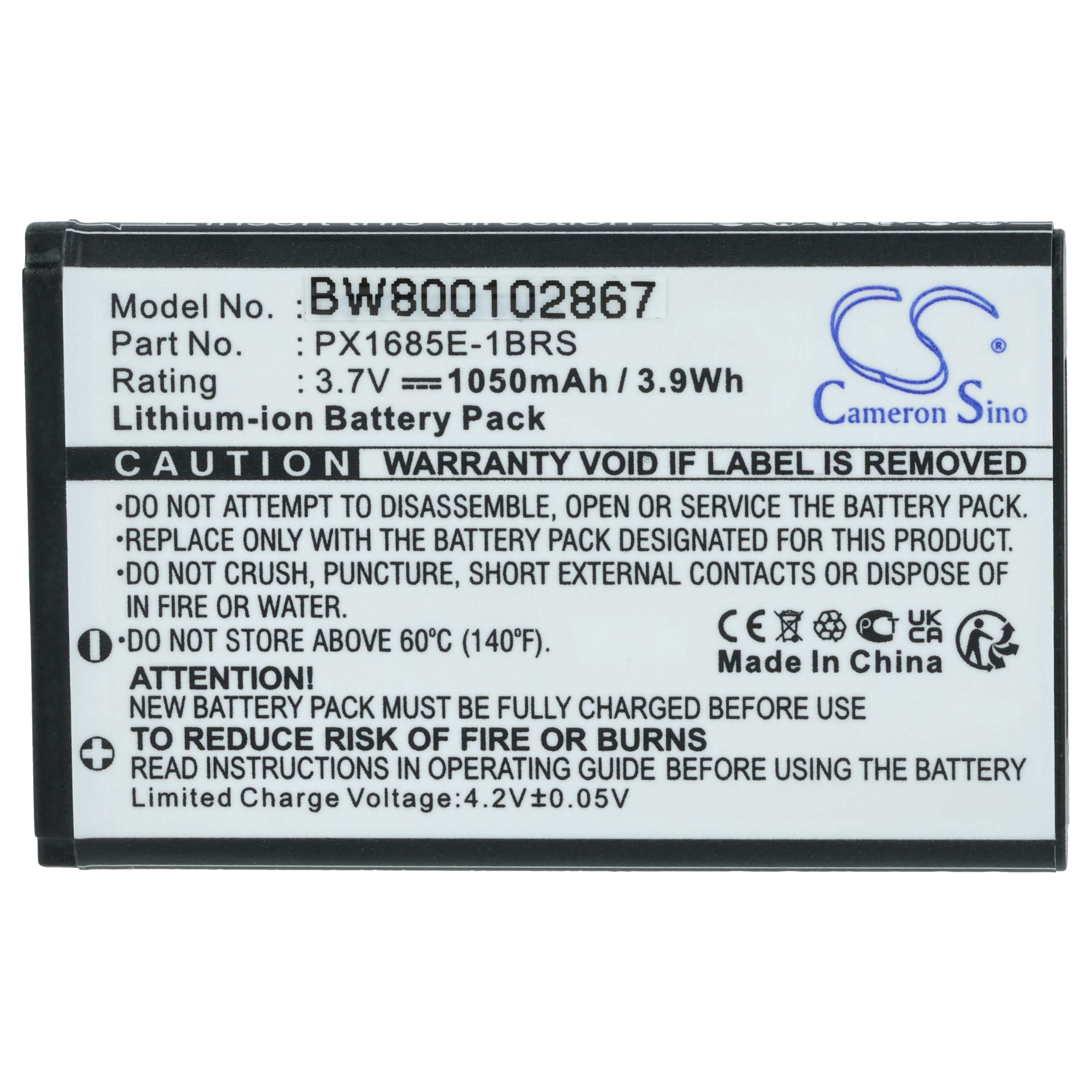 Videocamera Battery replaces Toshiba 084-07042L-009, PX1685E-1BRS, PX1685E, PX1685 - 1000 mAh 3.7 V Li-Ion