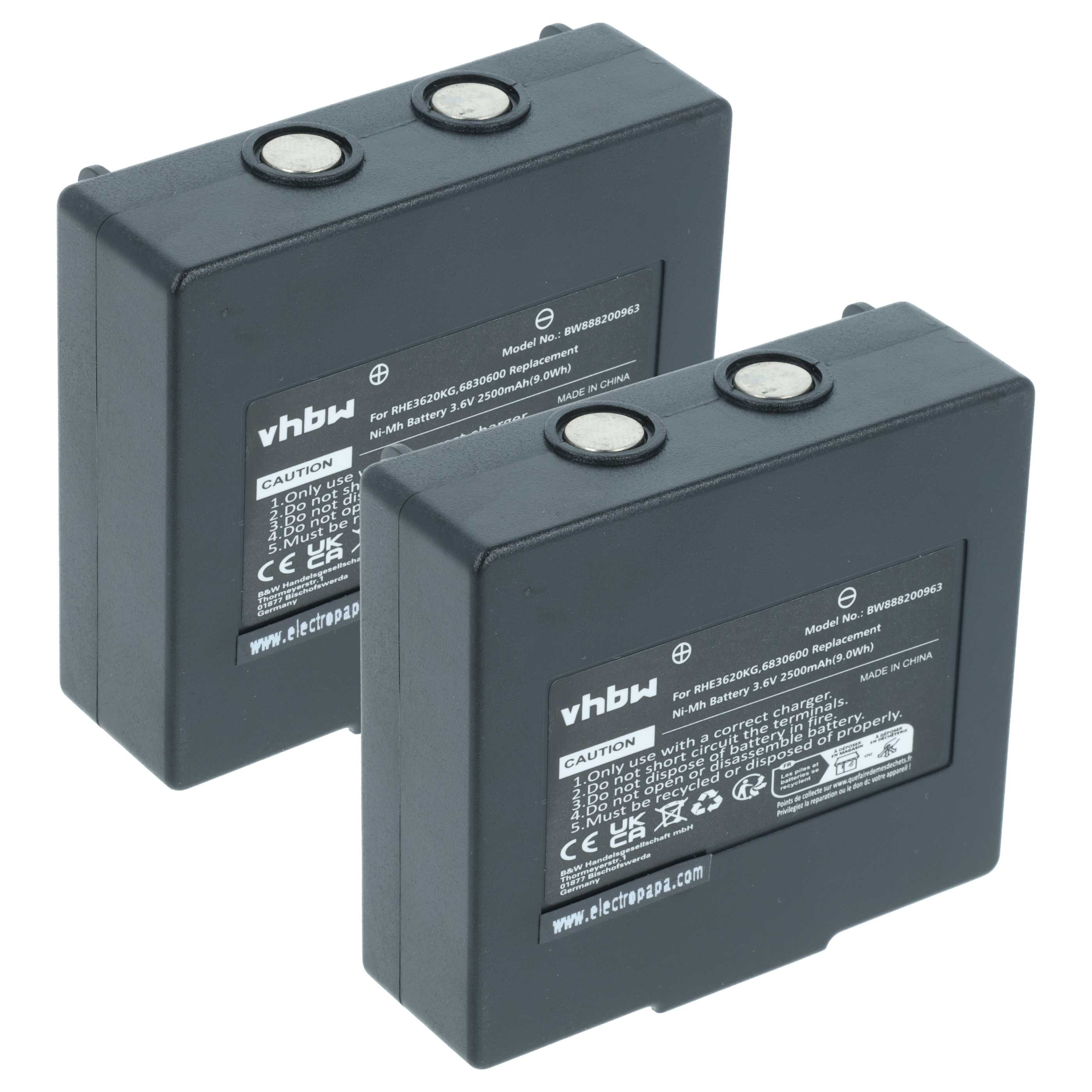 Batería (2 ud) reemplaza Abitron KH68300990, EX2-22 sistema control - 2500mAh 3,6V NiMH