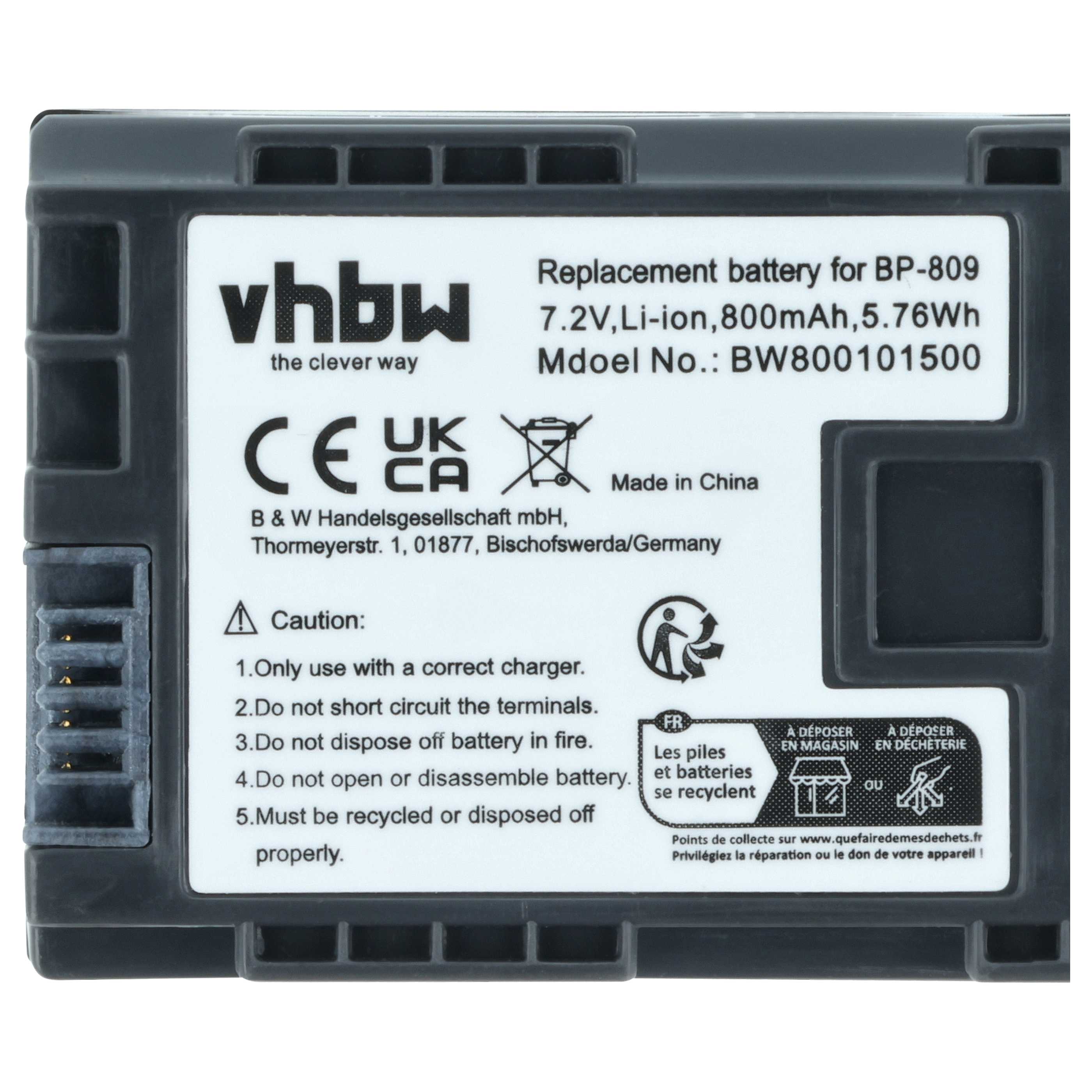2x Akku für Canon wie BP-809 mit Infochip, 7.2V, 800mAh