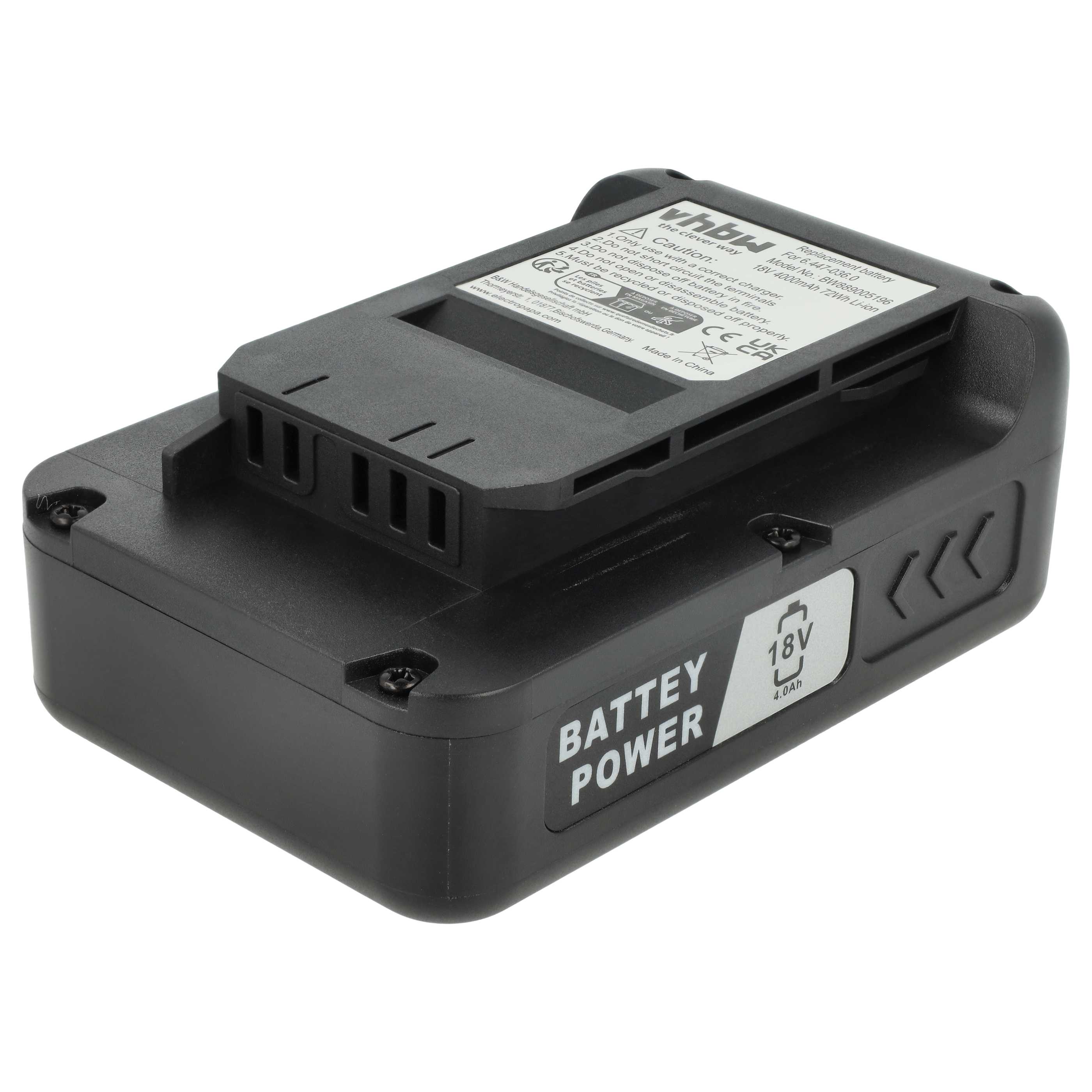 Battery replaces 2.445-034.0, 6.447-036.0 Electric Power Tool - 4000 mAh, 18 V, Li-Ion