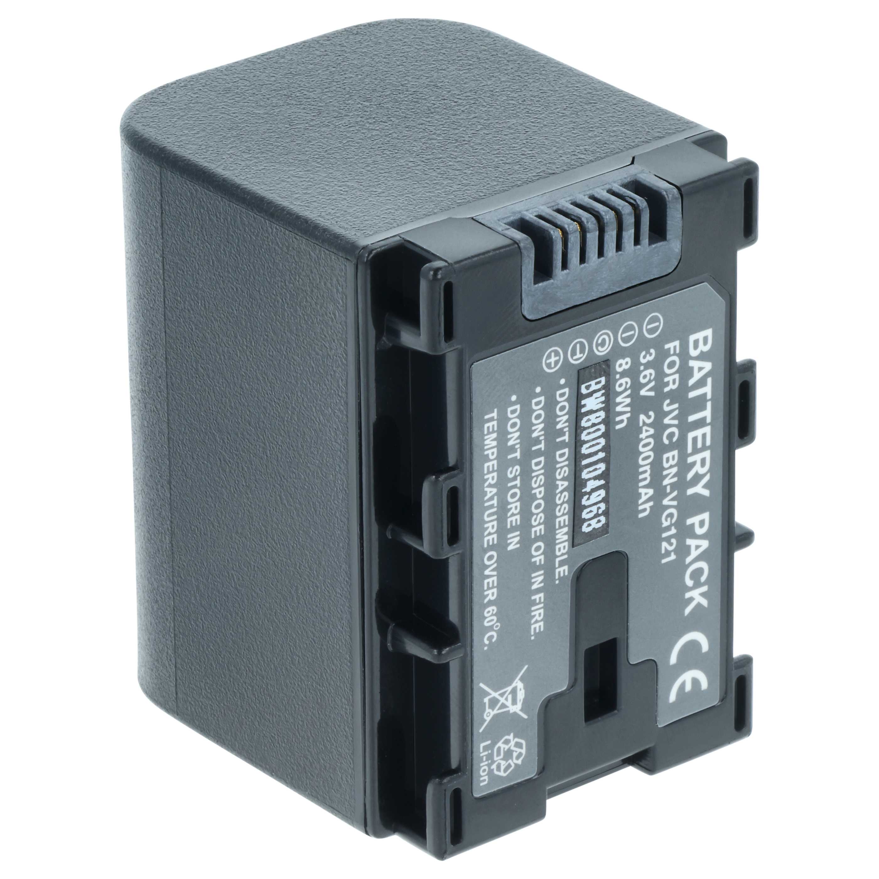 Videocamera 2x Battery replaces JVC BN-VG121, BN-VG121AC, BN-VG121E, BN-VG121SU - 2400 mAh 3.6 V Li-Ion