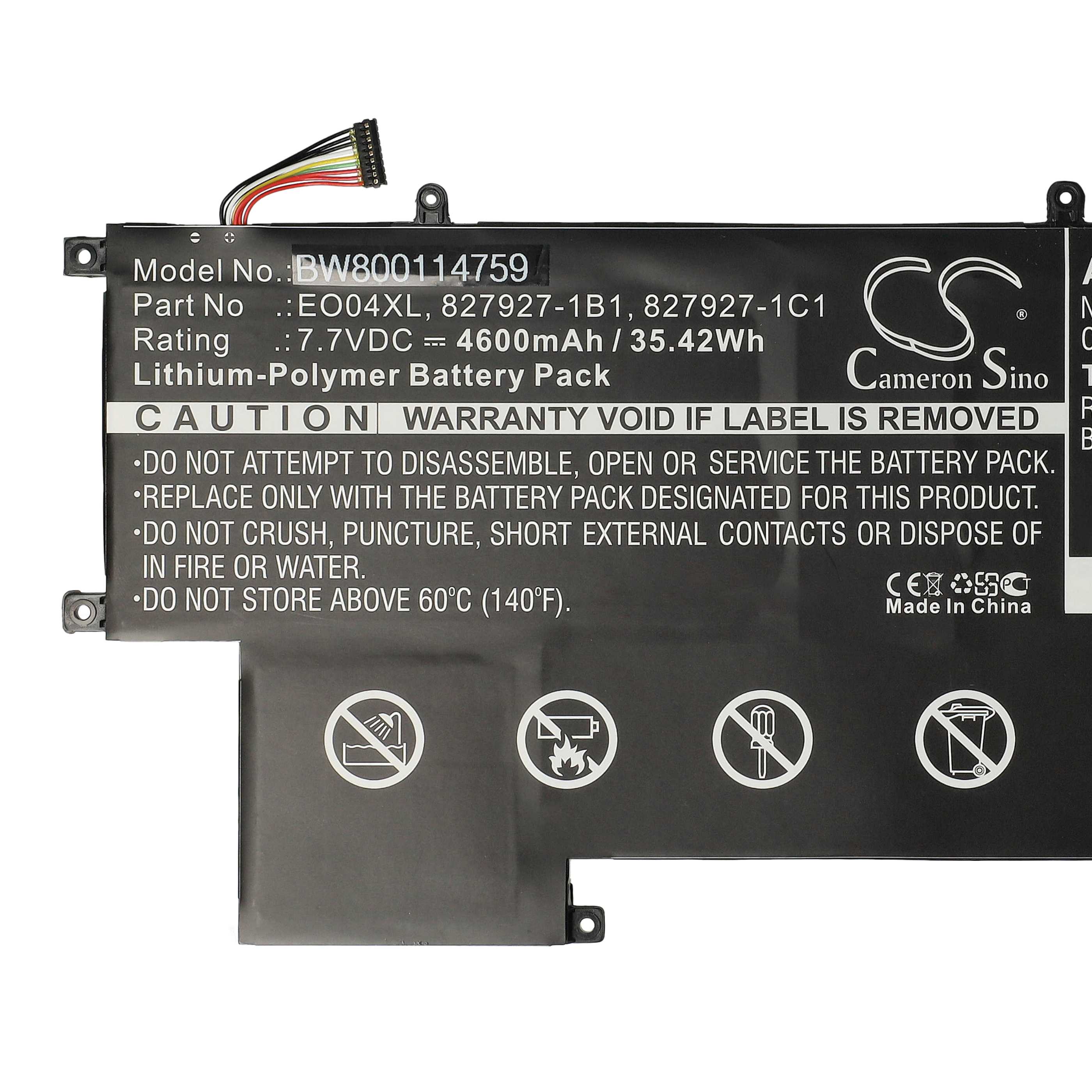Akumulator do laptopa zamiennik HP 827927-1C1, 828226-005, 827927-1B1, E004XL - 4600 mAh 7,7 V LiPo, czarny