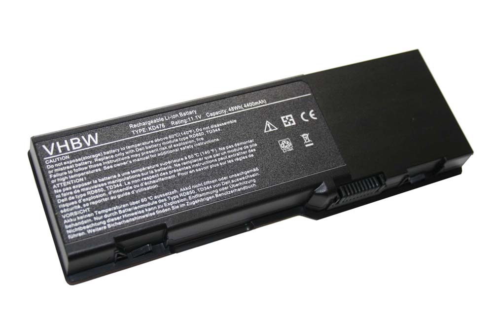 Batterie remplace Dell 0D5453, 0C5454, 0CR174, 0C5449 pour ordinateur portable - 4400mAh 11,1V Li-ion, noir