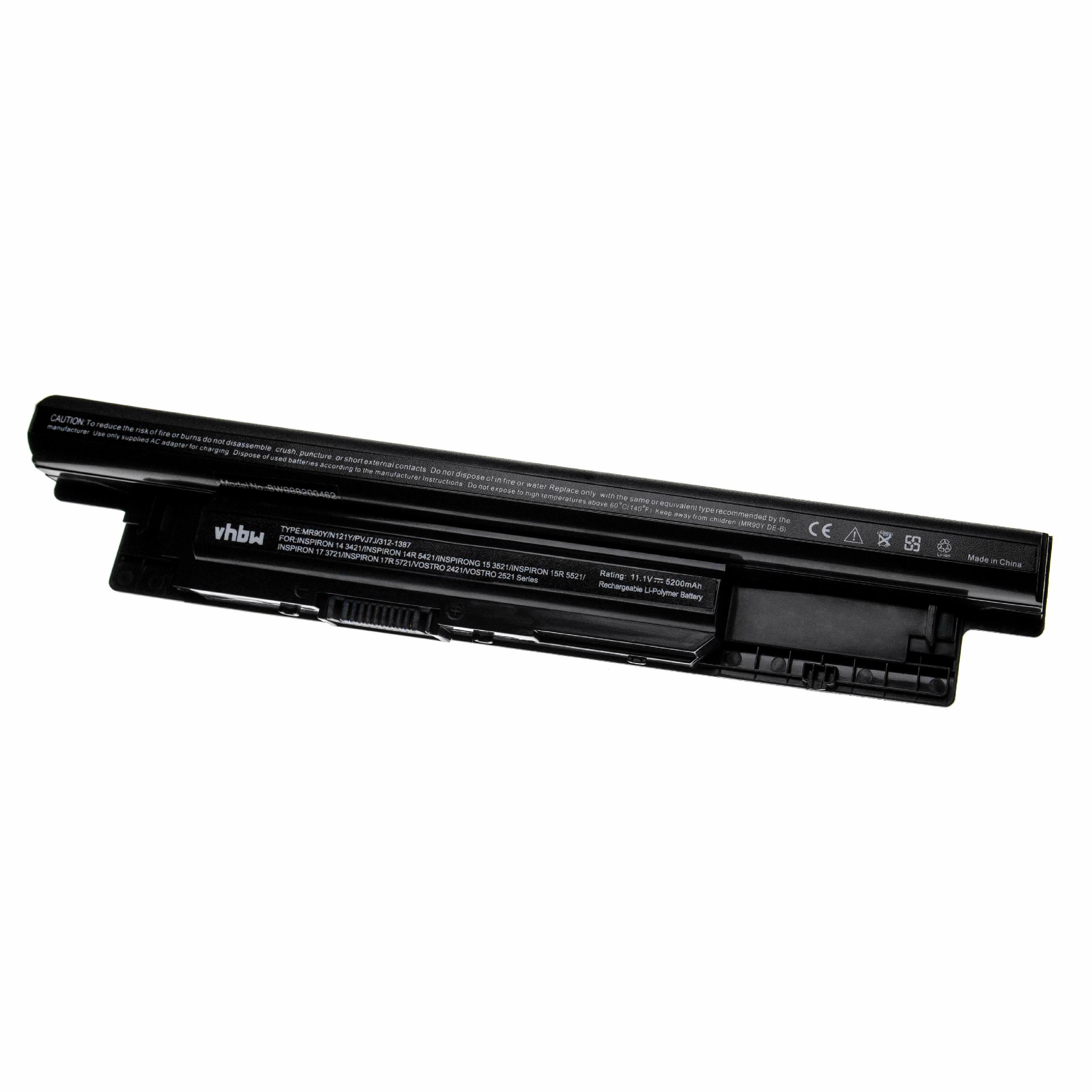 Notebook Battery Replacement for Dell 312-1387, 24DRM, 0MF69, 312-1390 - 5200mAh 11.1V Li-polymer, black