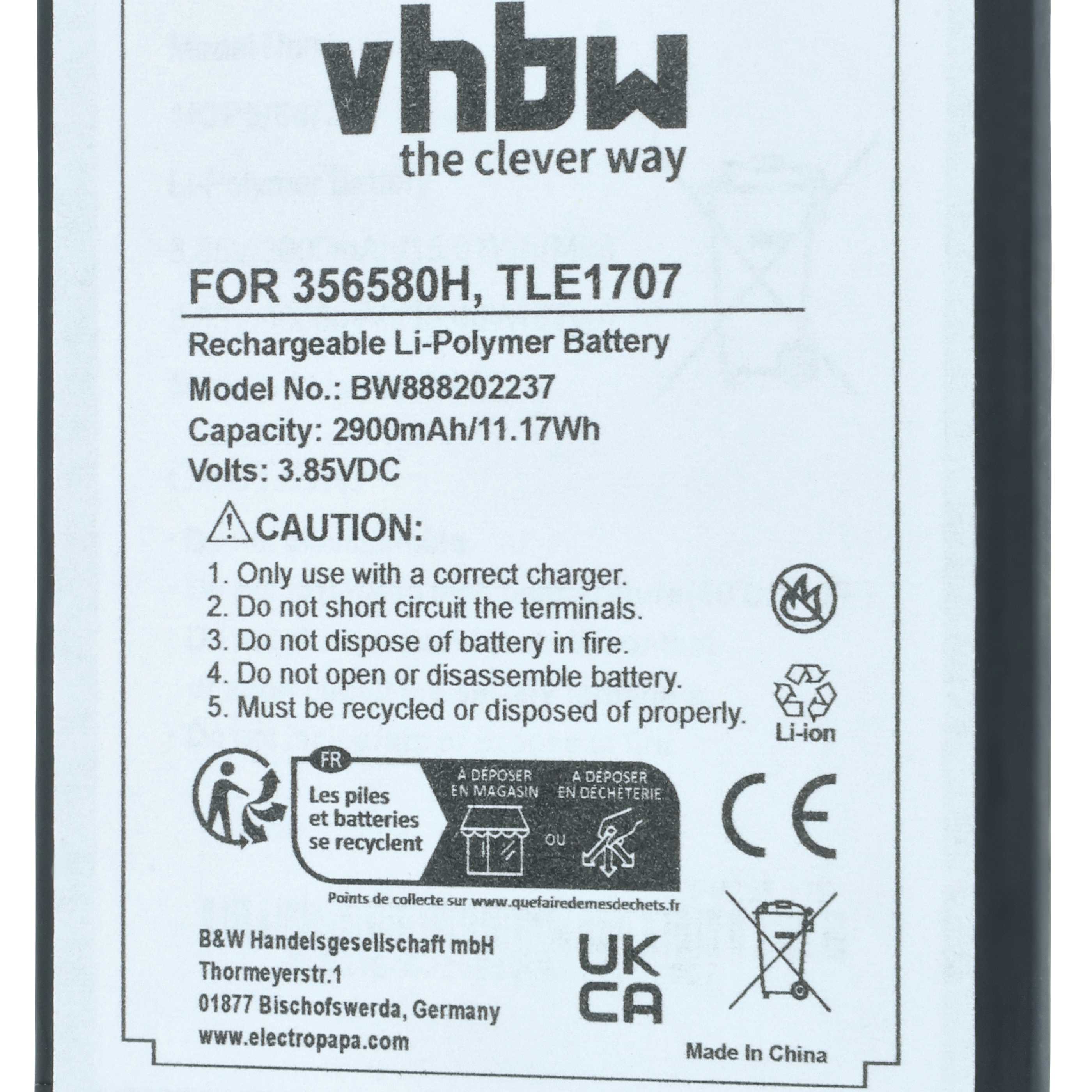 Akumulator do telefonu smartfona zamiennik Wiko 356580H, S104-Z37000-000, TLE1707 - 2900 mAh 3,85 V LiPo