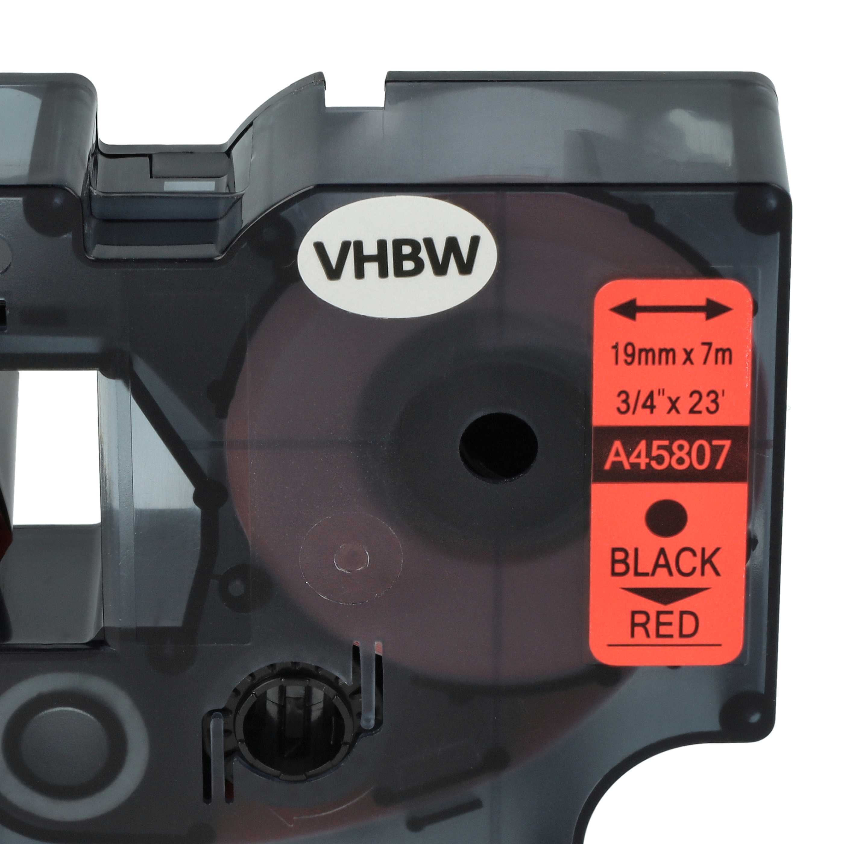 Label Tape replaces Dymo 45807, D1 - 19 mm Black to Red