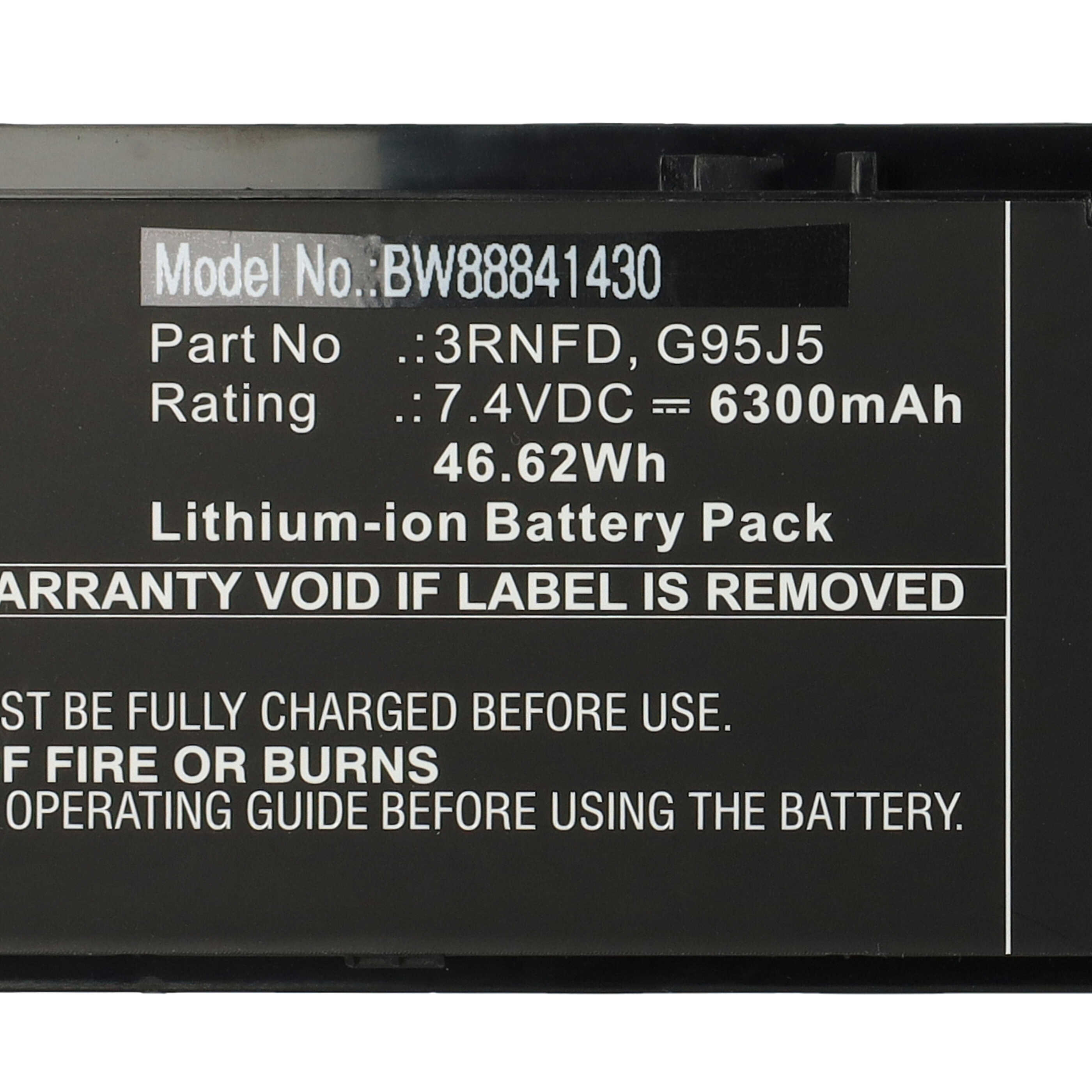 Batteria sostituisce Dell 3RNFD, FLP22C01, G95J5, V8XN3 per notebook Dell - 6300mAh 7,4V Li-Ion
