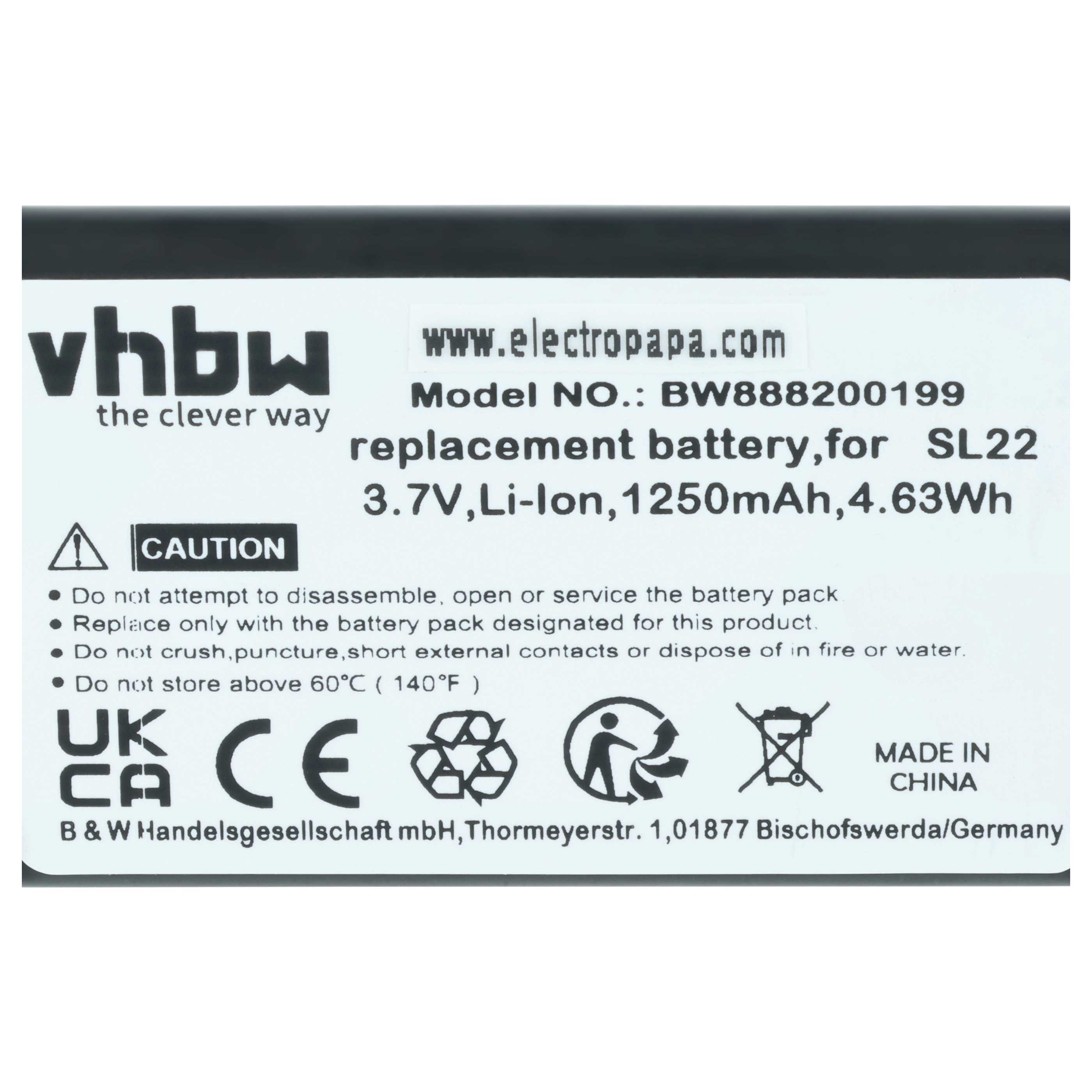 Handheld Computer Battery replaces Honeywell 3159122, 26111710, BAT-MOB00, 55-003233-01 - 1250mAh, 3.7V