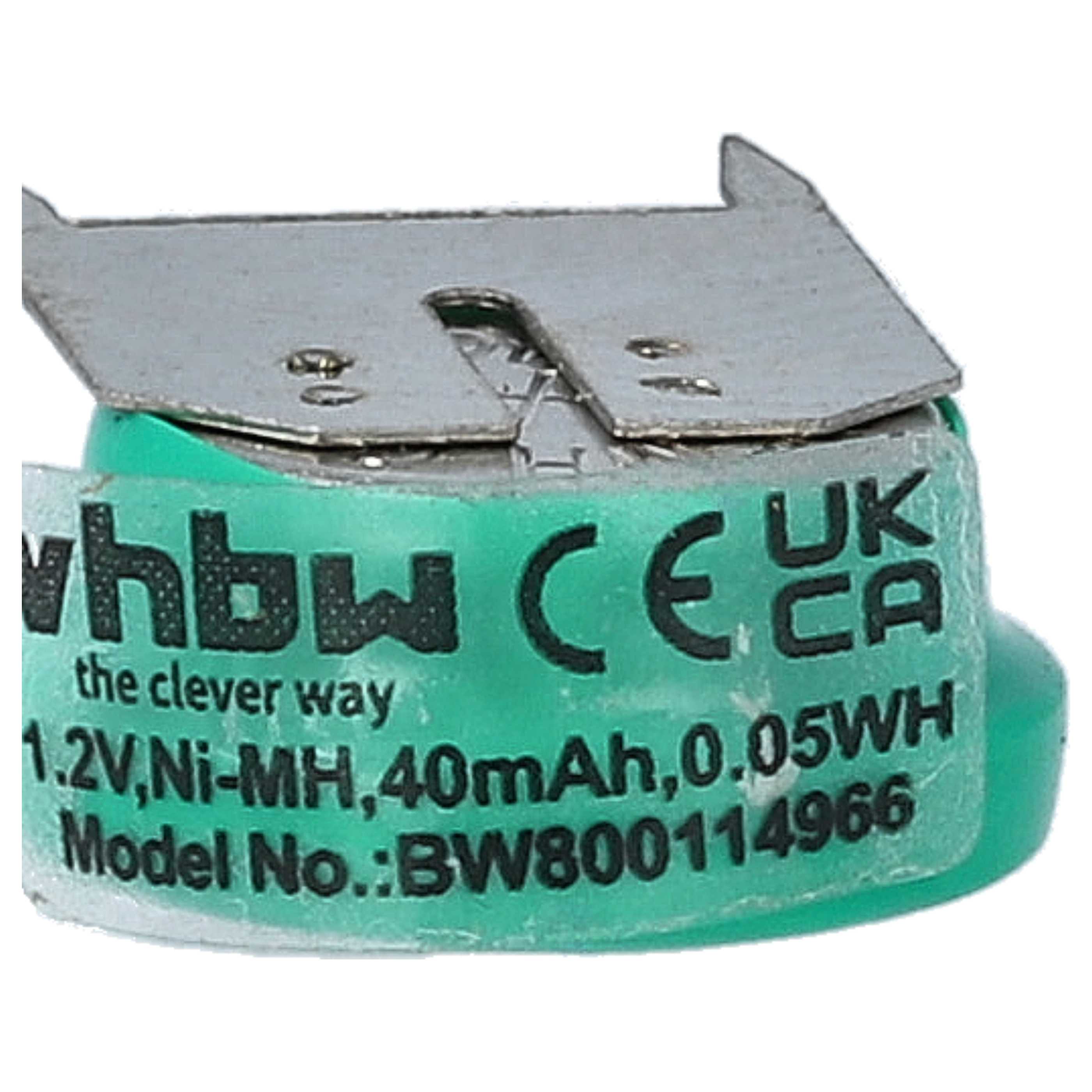 Button Cell Battery Type V40H 3 Pins for Model Building Solar Lamps etc. - 40 mAh 1.2 V NiMH