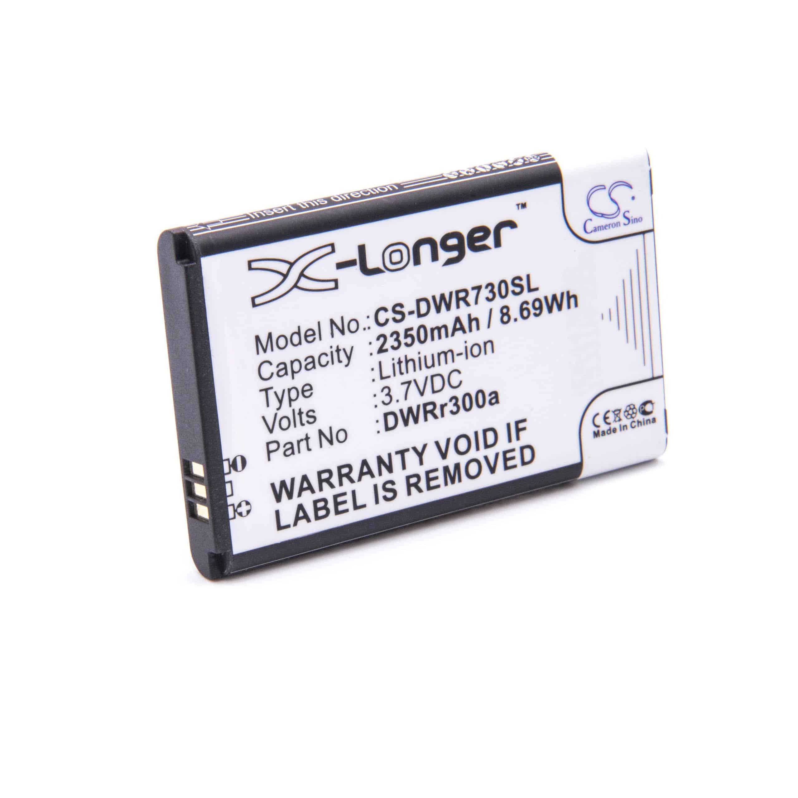 Batterie remplace D-Link DWR300a, 6BT-R300A-291, 6BT-R600B-2902 pour routeur modem - 2350mAh 3,7V Li-ion