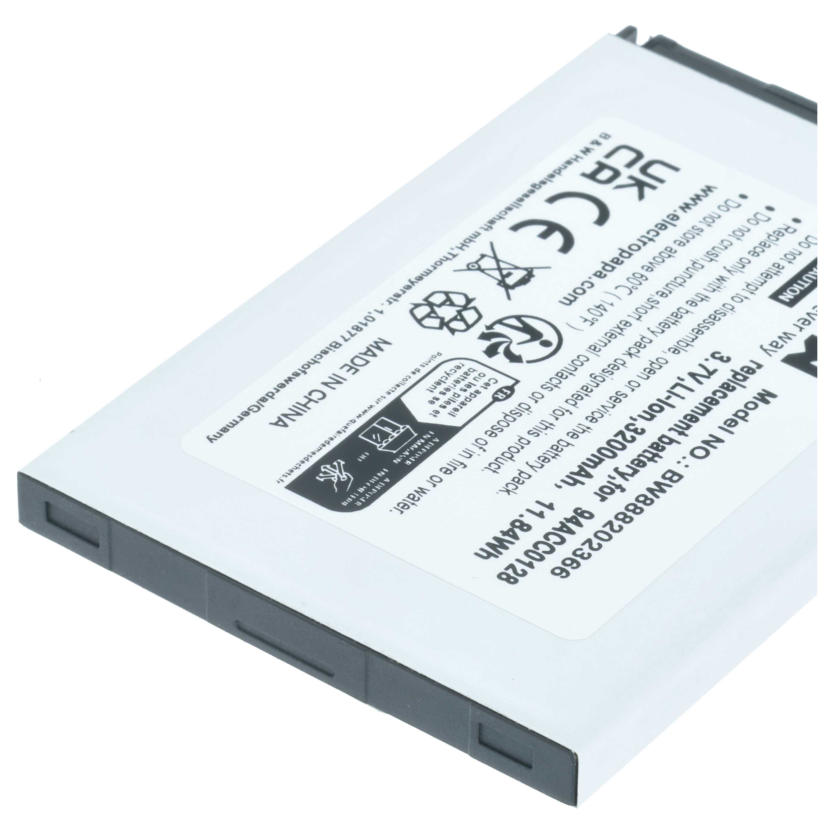 Handheld Computer 2x Battery replaces Datalogic BTDL1, 94ACC0129, 94ACC0128, 3H21-00000491 - 3200mAh, 3.8V