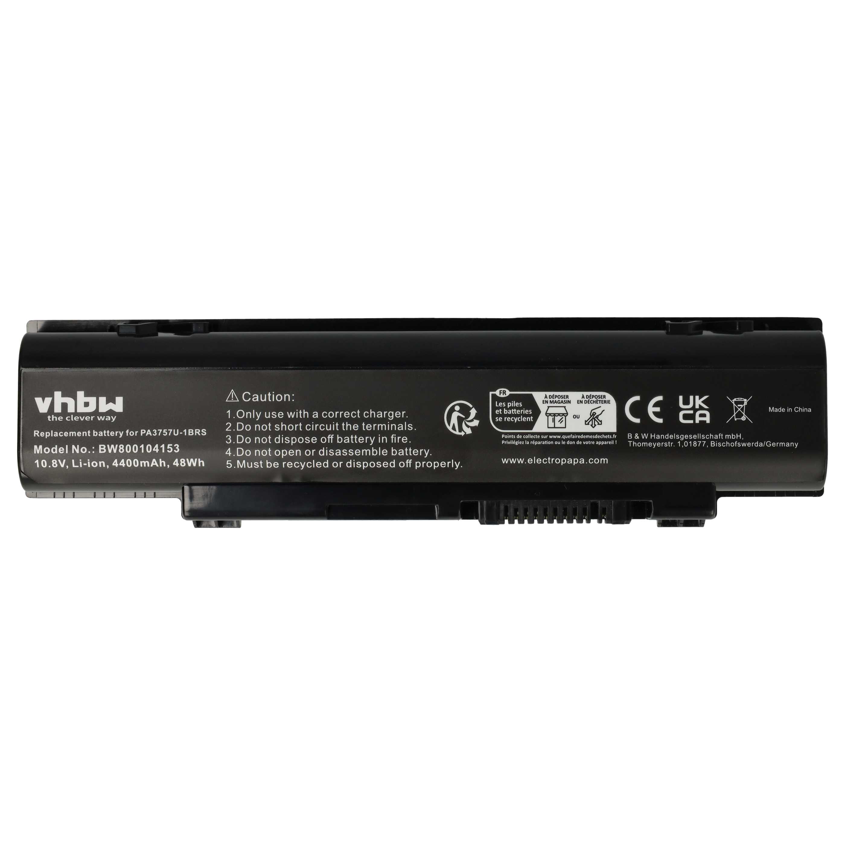 Akumulator do laptopa zamiennik Toshiba PA3757U-1BRS, PABAS213 - 4400 mAh 10,8 V Li-Ion, czarny