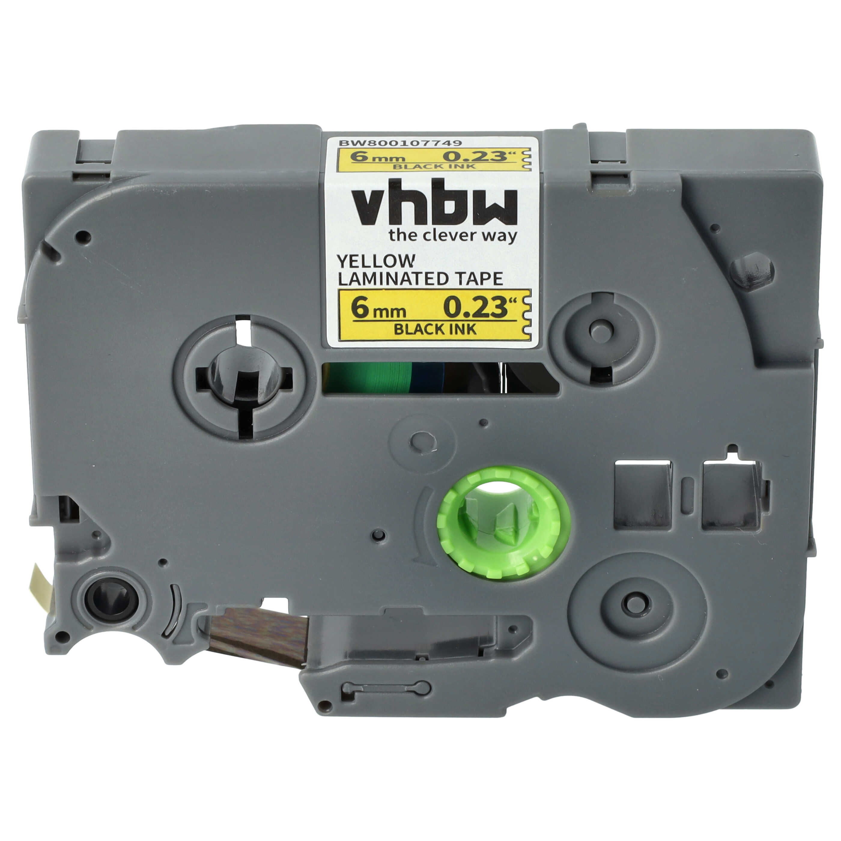Label Tape as Replacement for Brother TZE-611 - 6 mm Black to Yellow