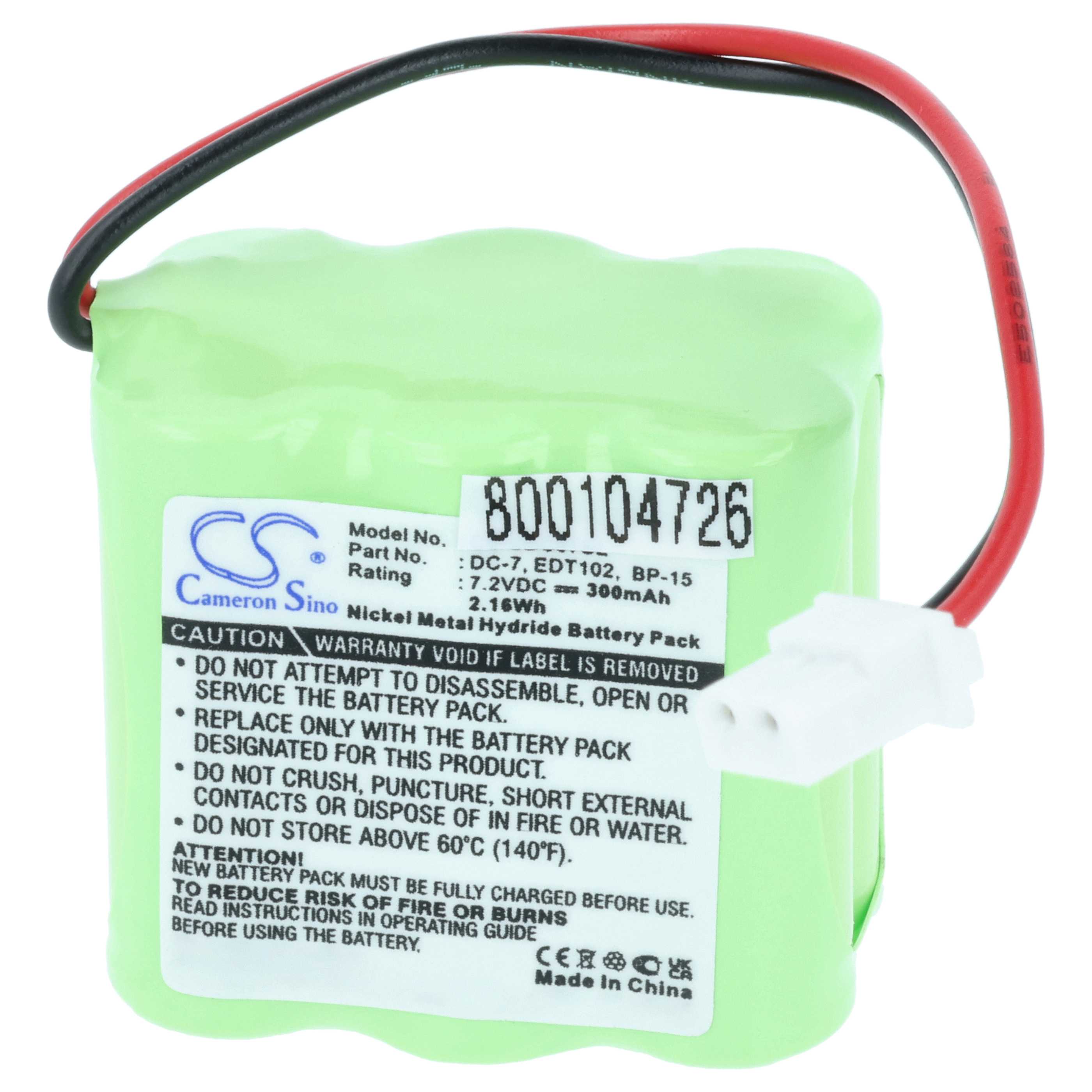Dog Trainer Battery replaces Dogtra 37AAAM6YMX, DC-7, EDT102, 40AAAM6YMX, BP-15, BP15RT - 300 mAh 7.2 V NiMH